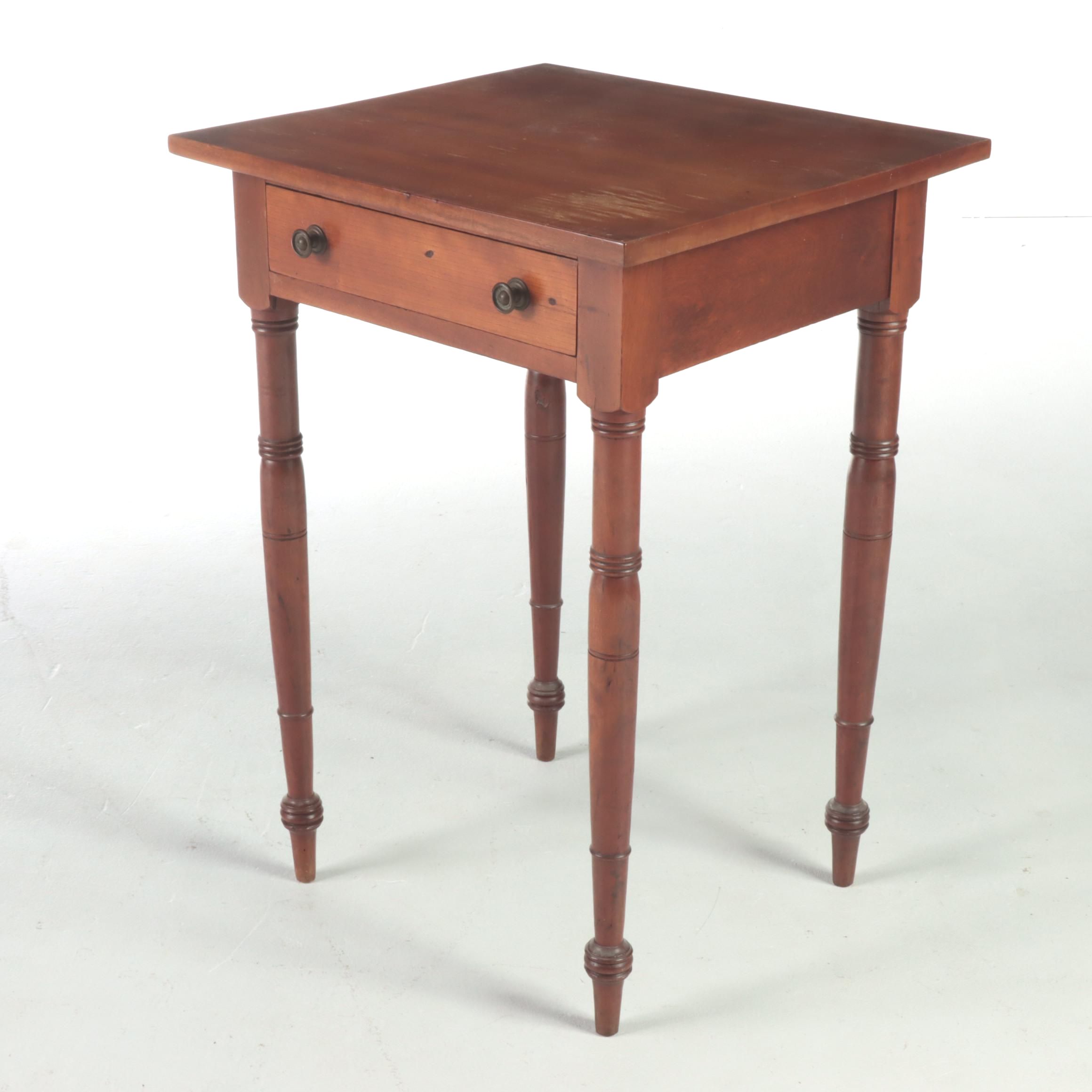 American Sheraton Style Cherry Single Drawer Side Table