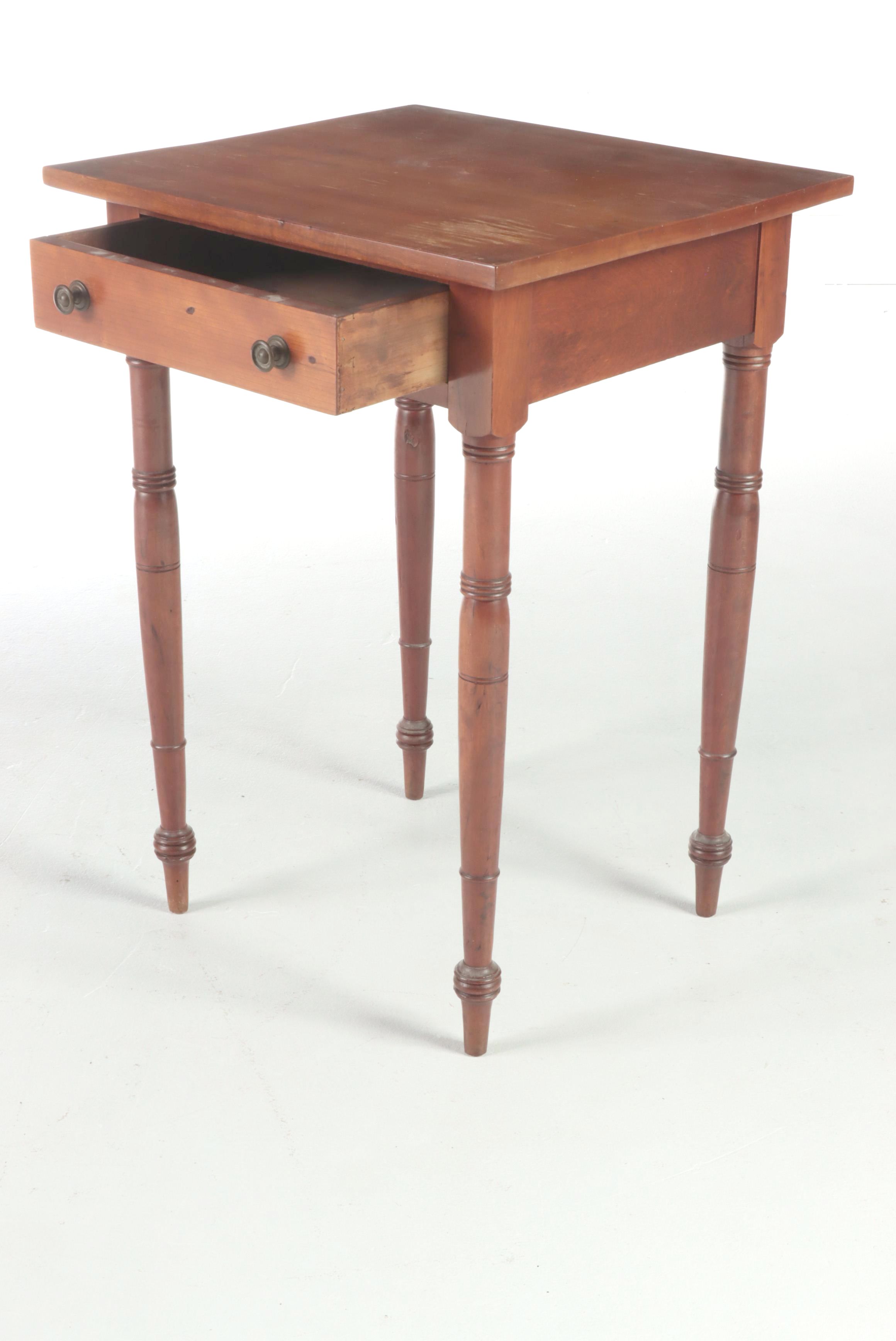 American Sheraton Style Cherry Single Drawer Side Table