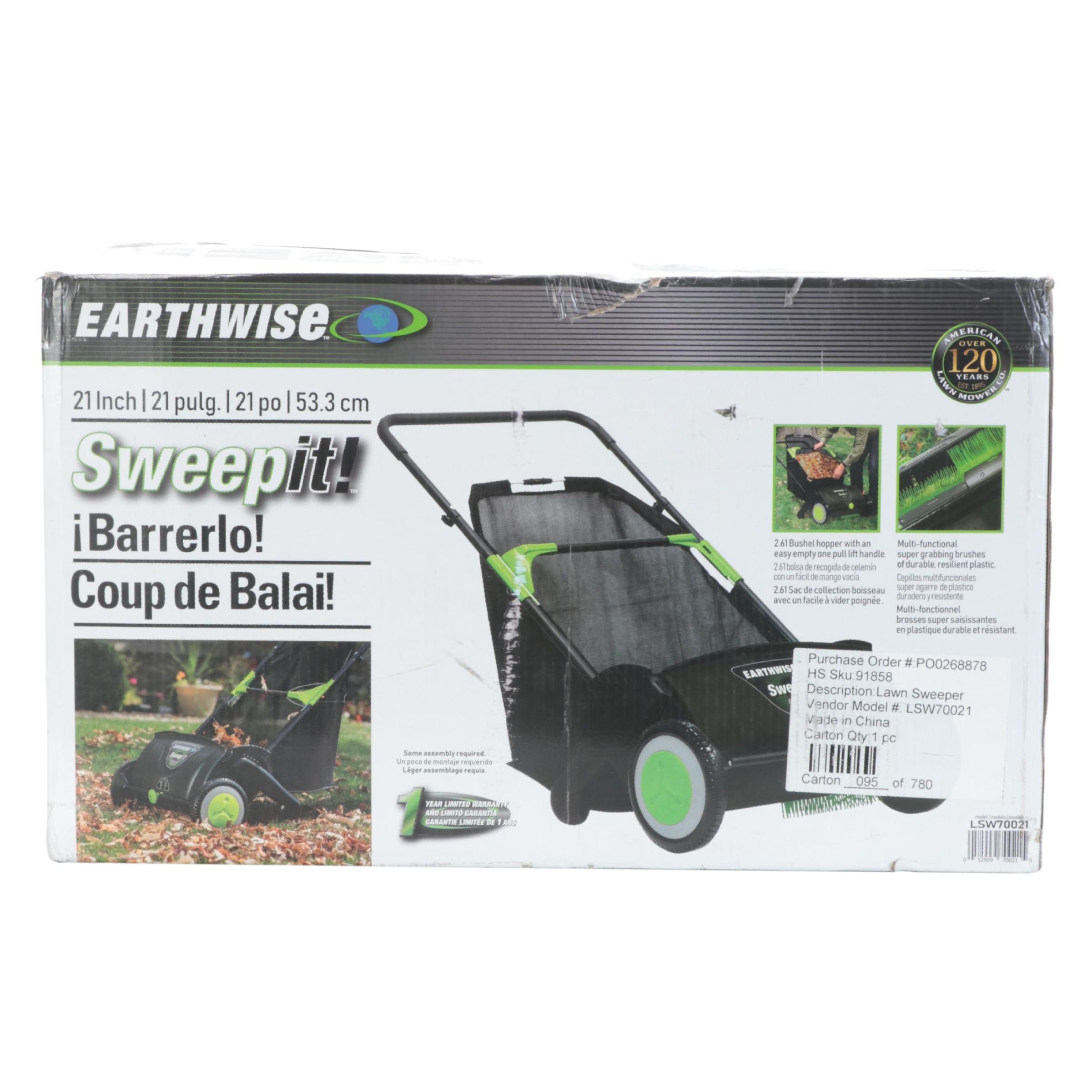 Earthwise Sweep It! Push Leaf and Grass Lawn Sweeper