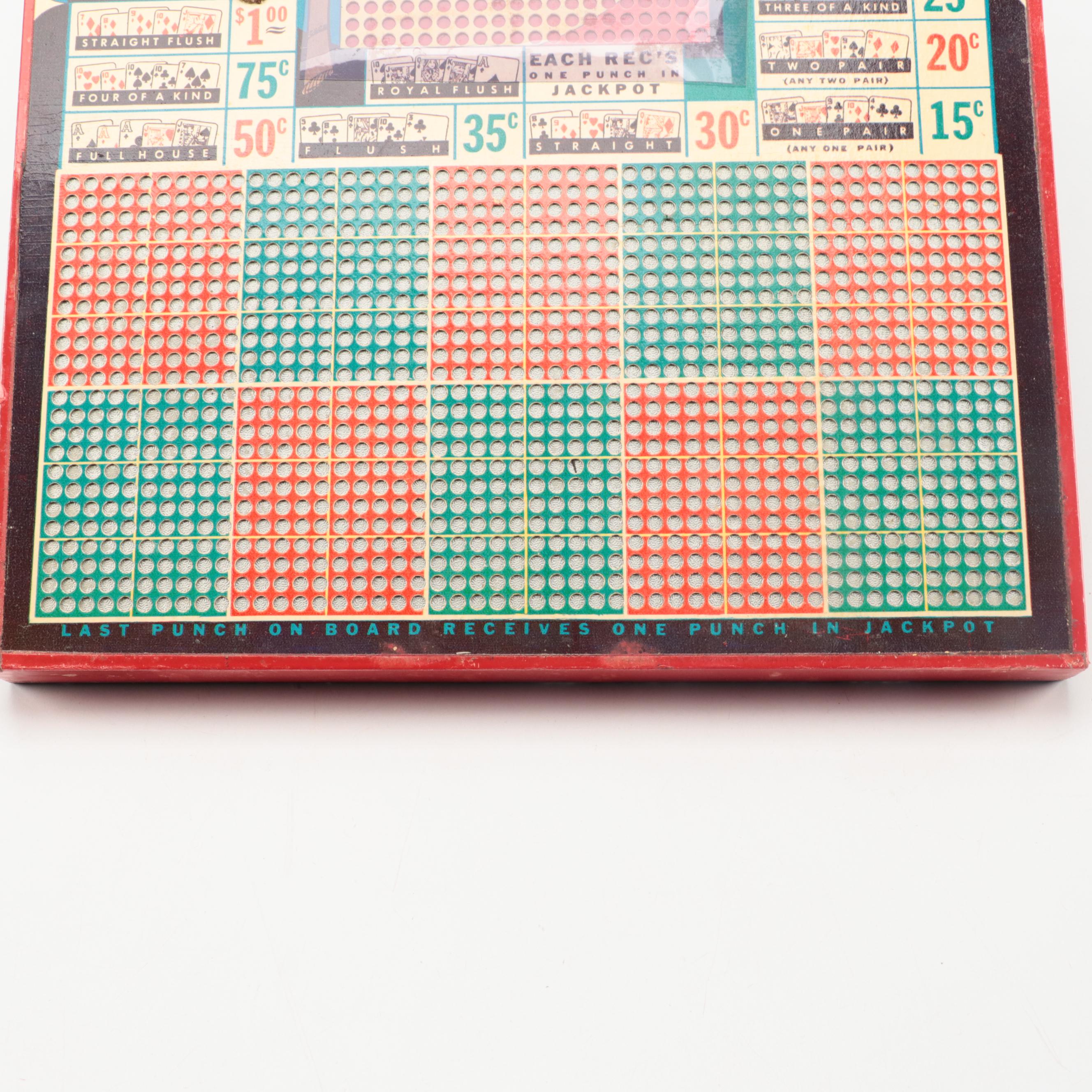 Strip Poker Punch Board, Mid-20th Century