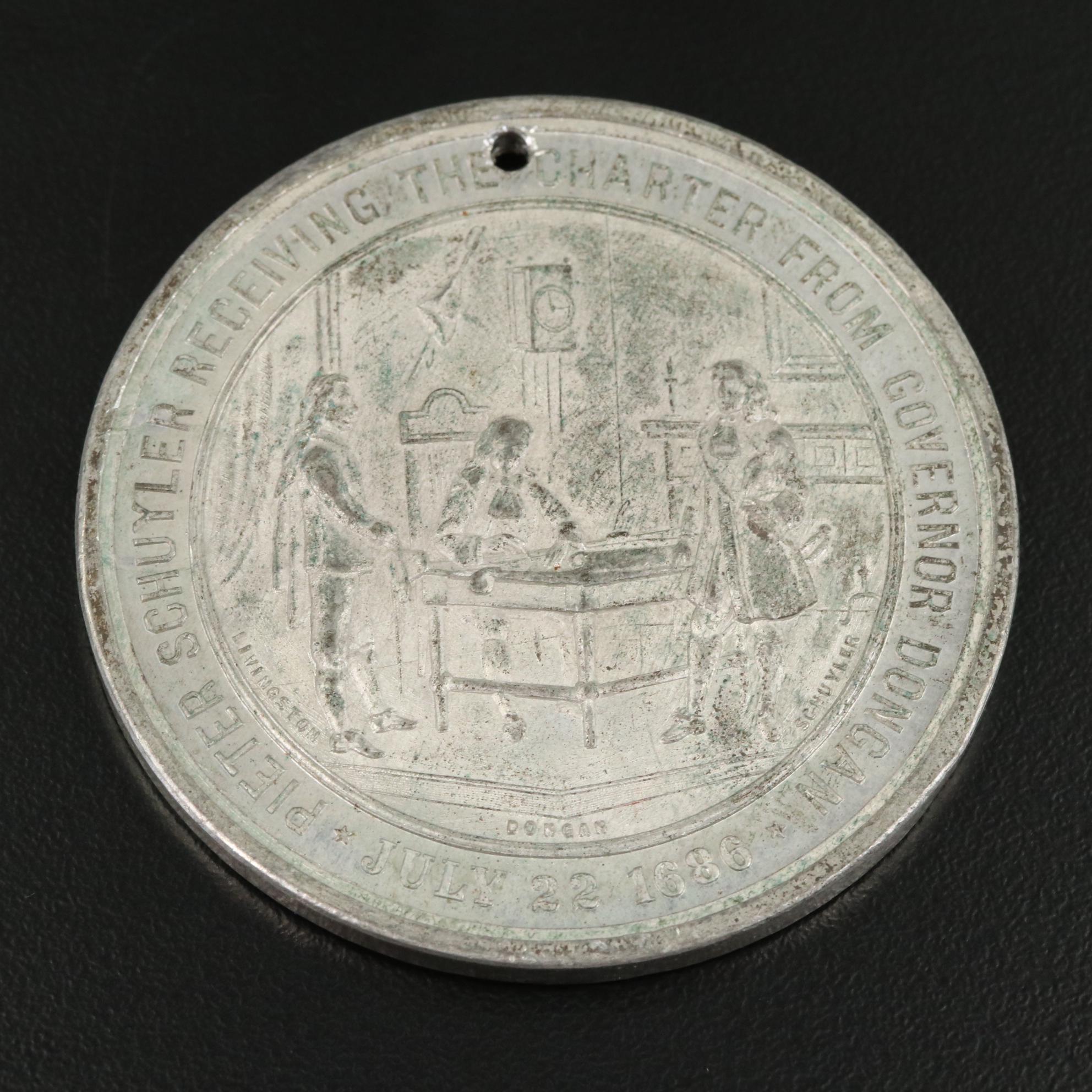 1886 Tin Medal Commemorating the Charter of Albany, N.Y.