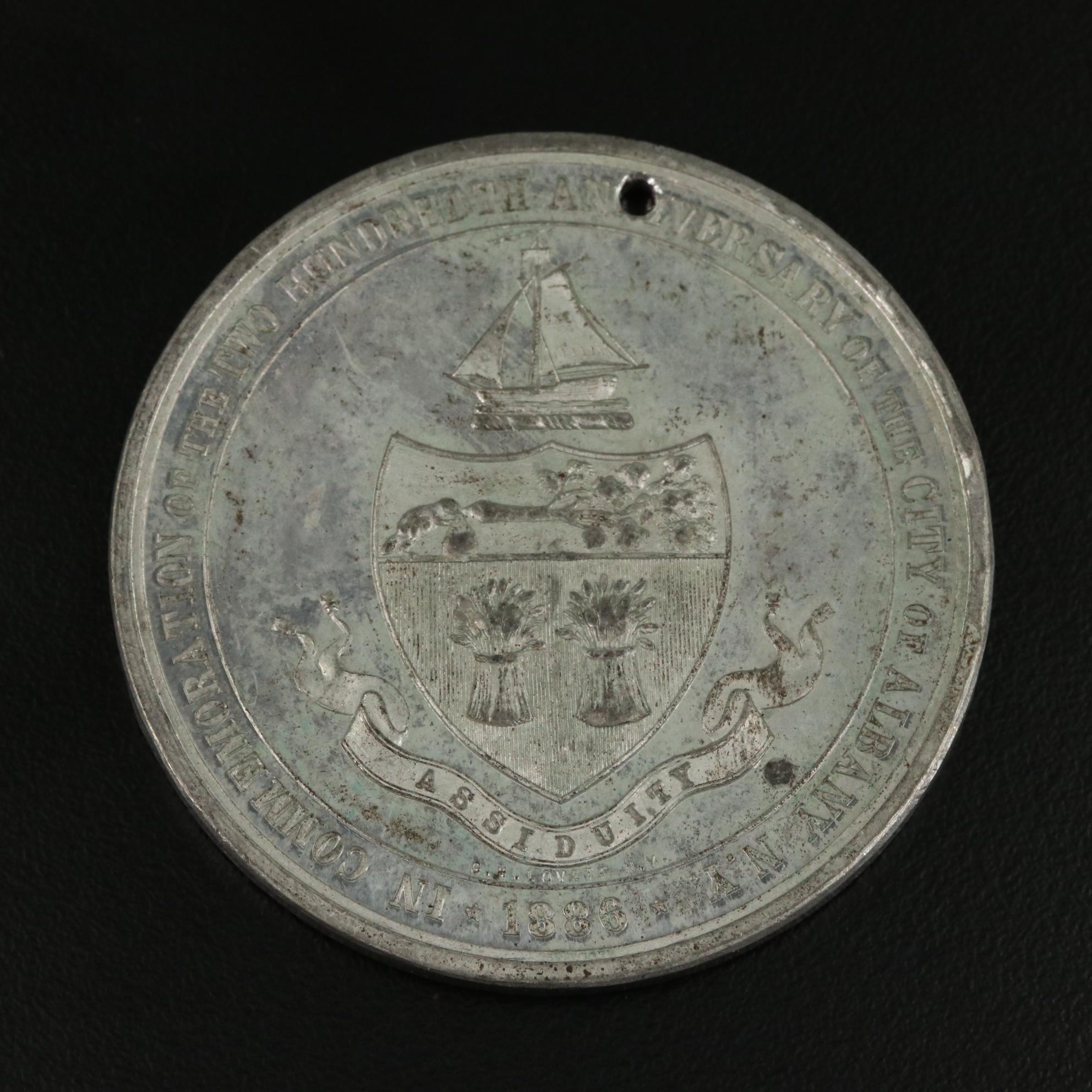 1886 Tin Medal Commemorating the Charter of Albany, N.Y.