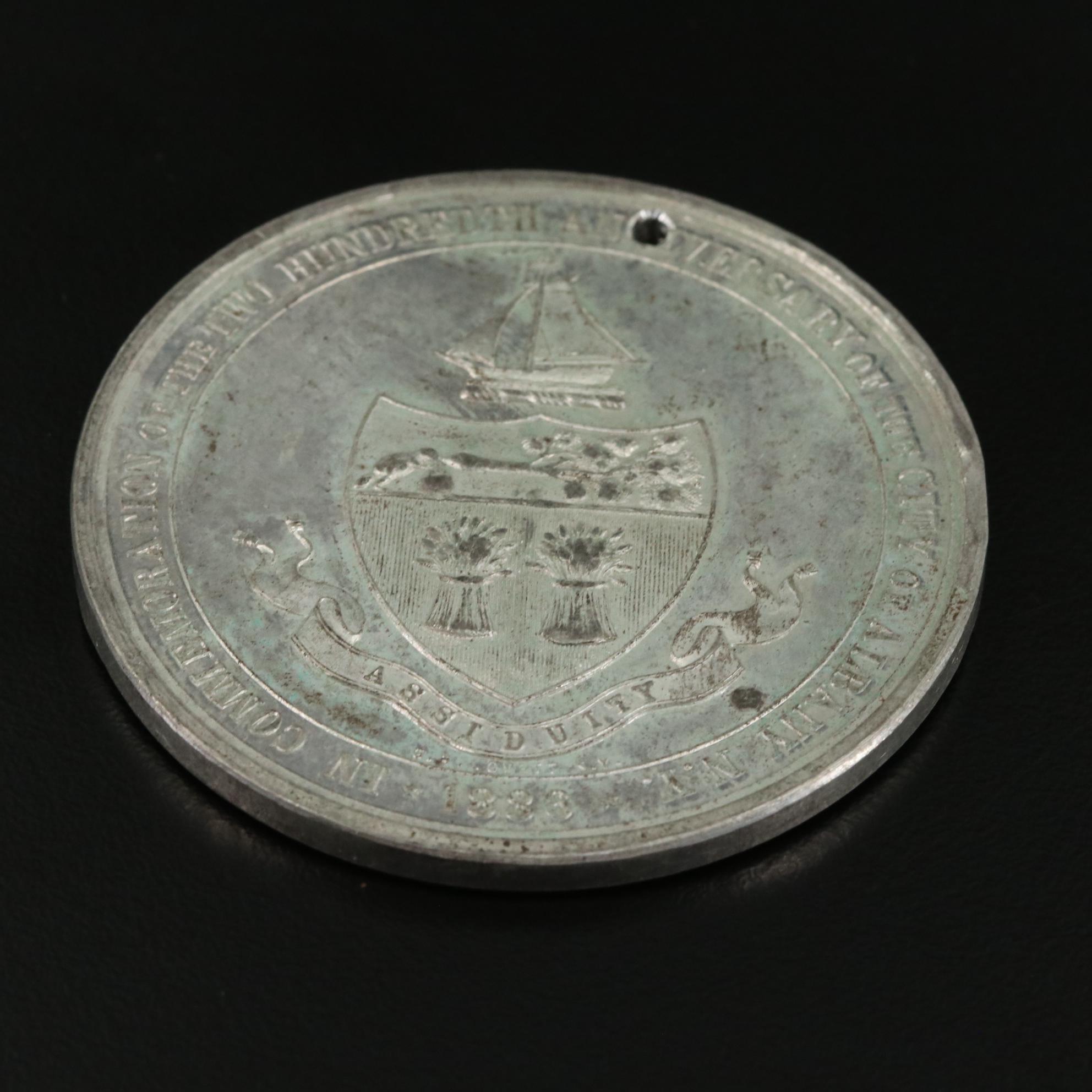 1886 Tin Medal Commemorating the Charter of Albany, N.Y.