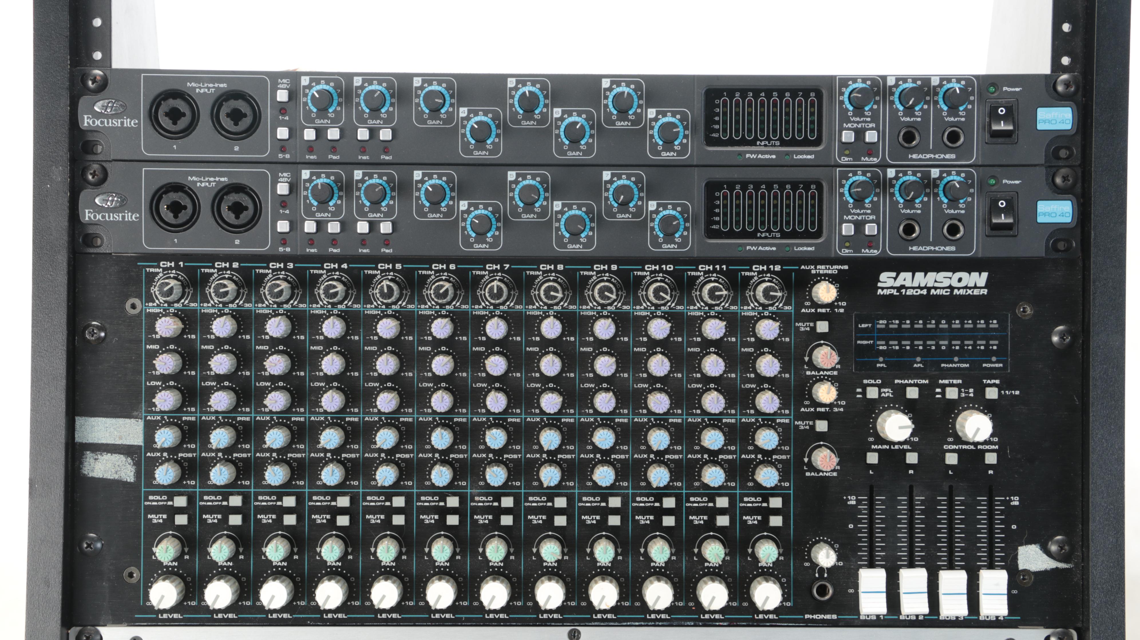 Portable Soundmixer Rack With Components