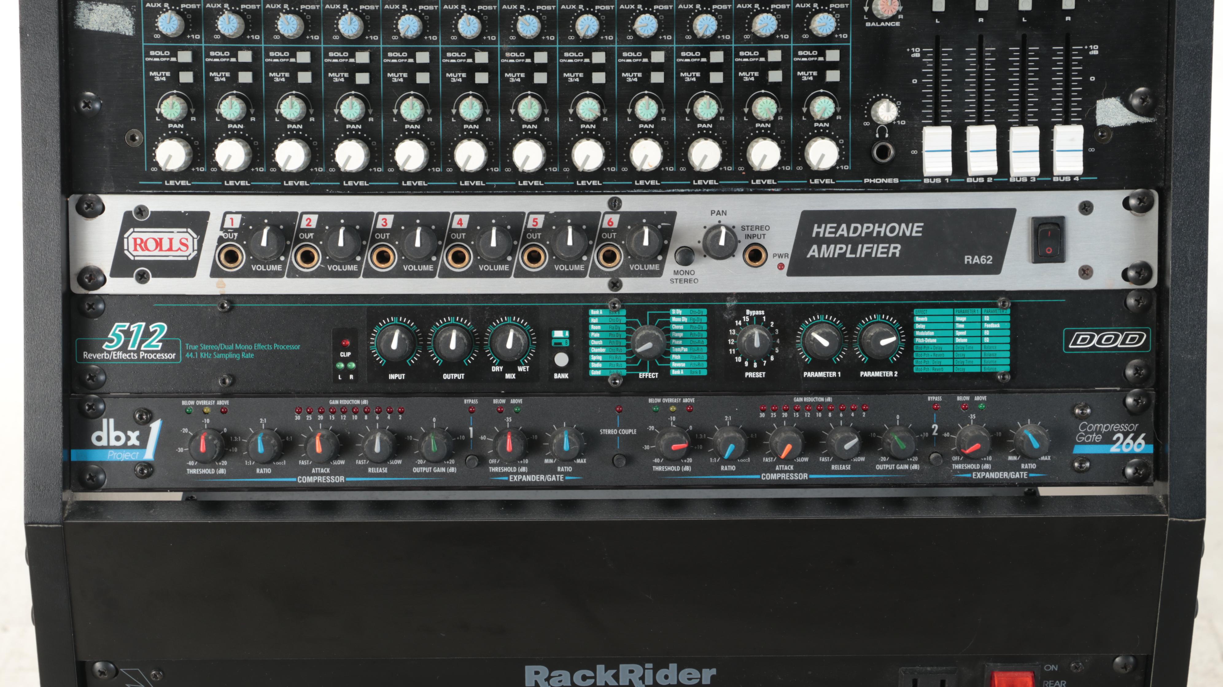 Portable Soundmixer Rack With Components
