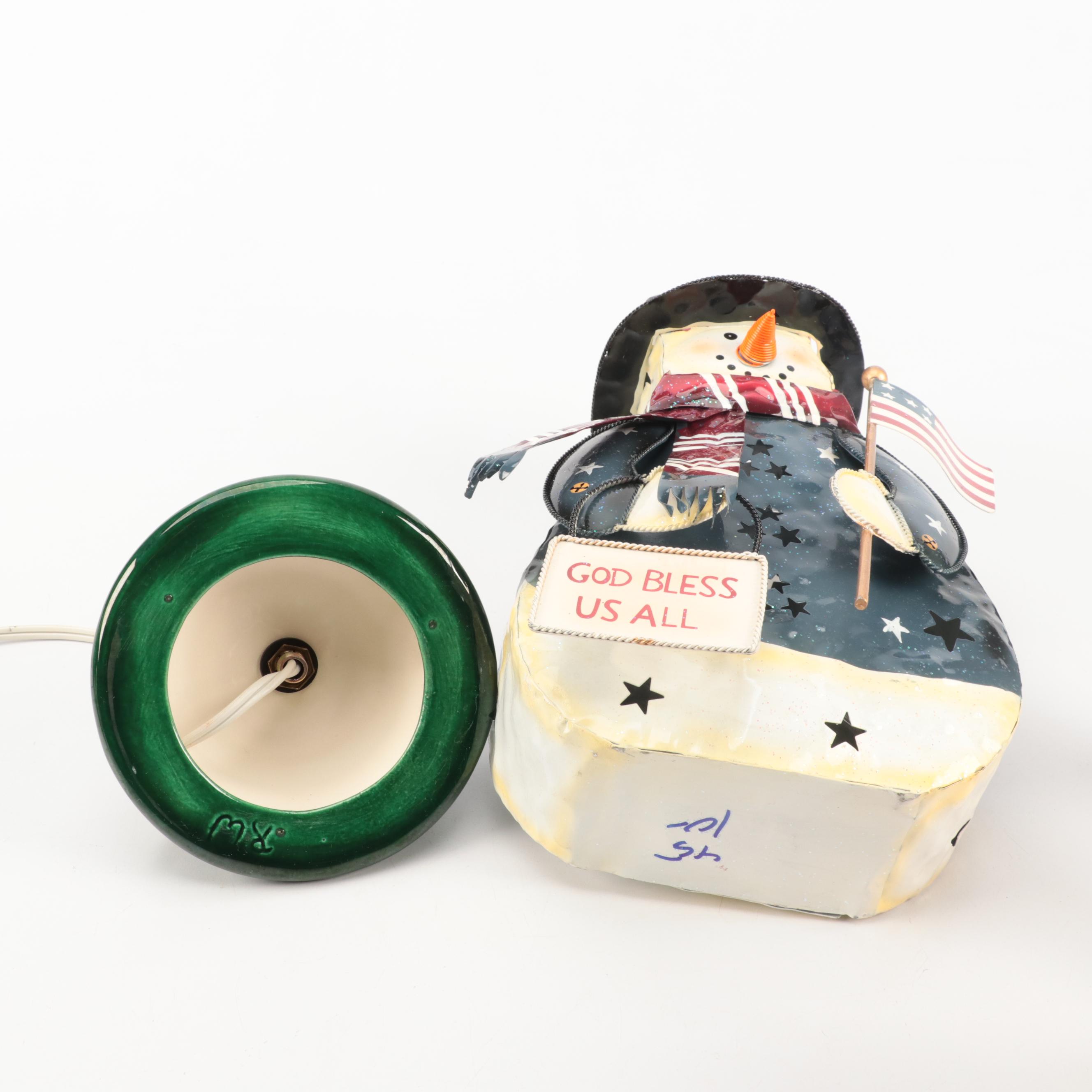 Holland Mold Mistletoe Dish with Metal Snowman and Other Christmas Décor