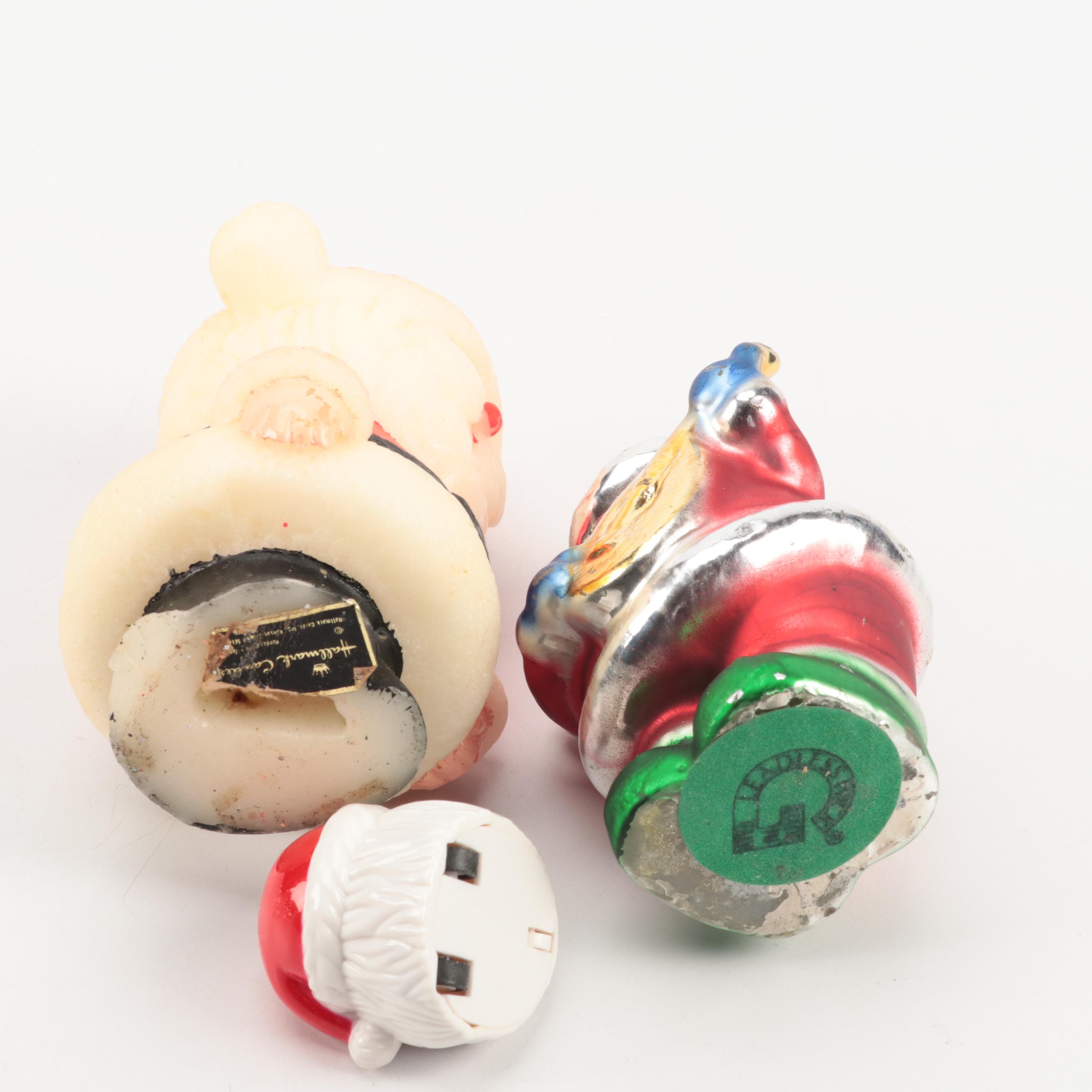 Holland Mold Mistletoe Dish with Metal Snowman and Other Christmas Décor