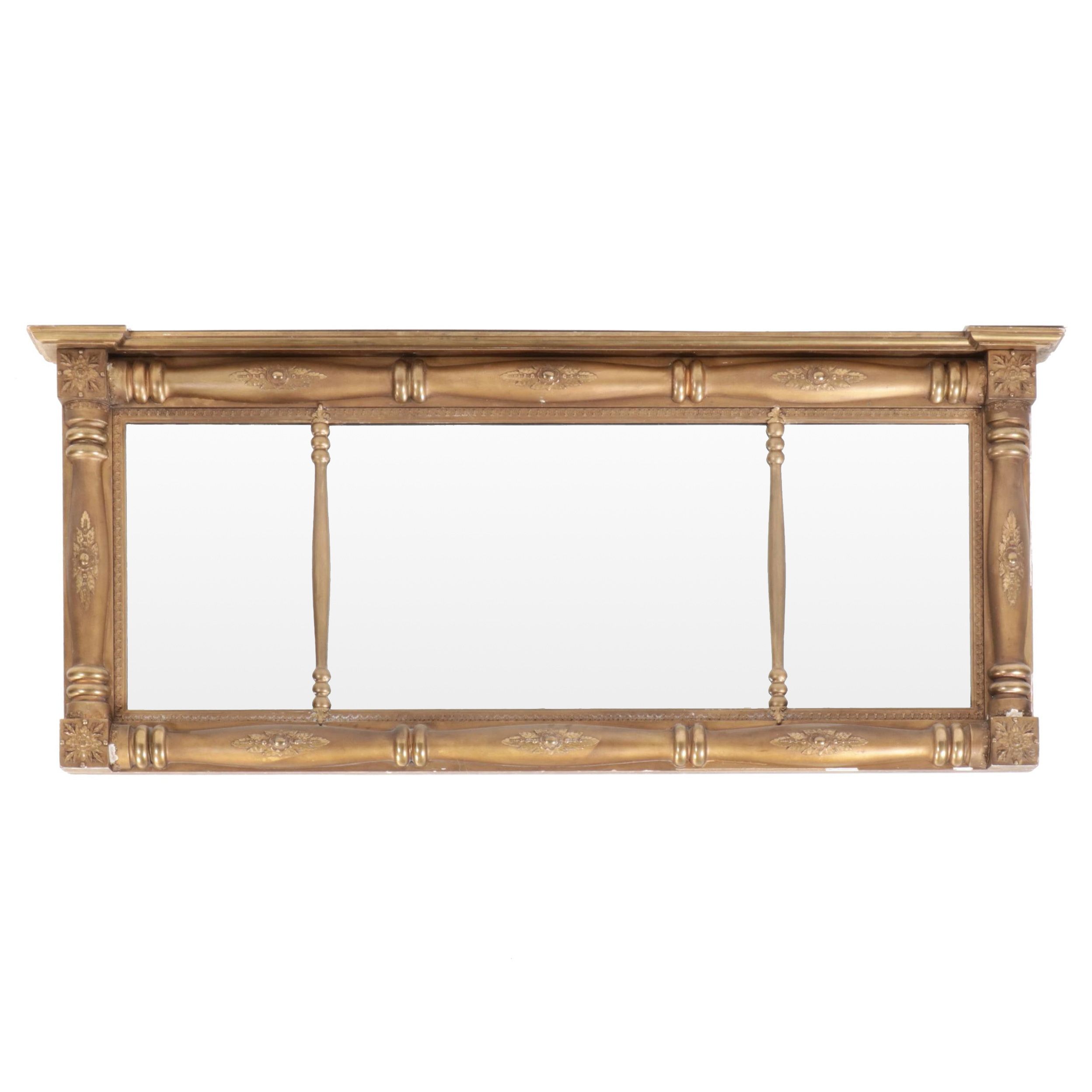 American Empire Revival Giltwood Overmantel Mirror, Late 19th/Early 20th Century
