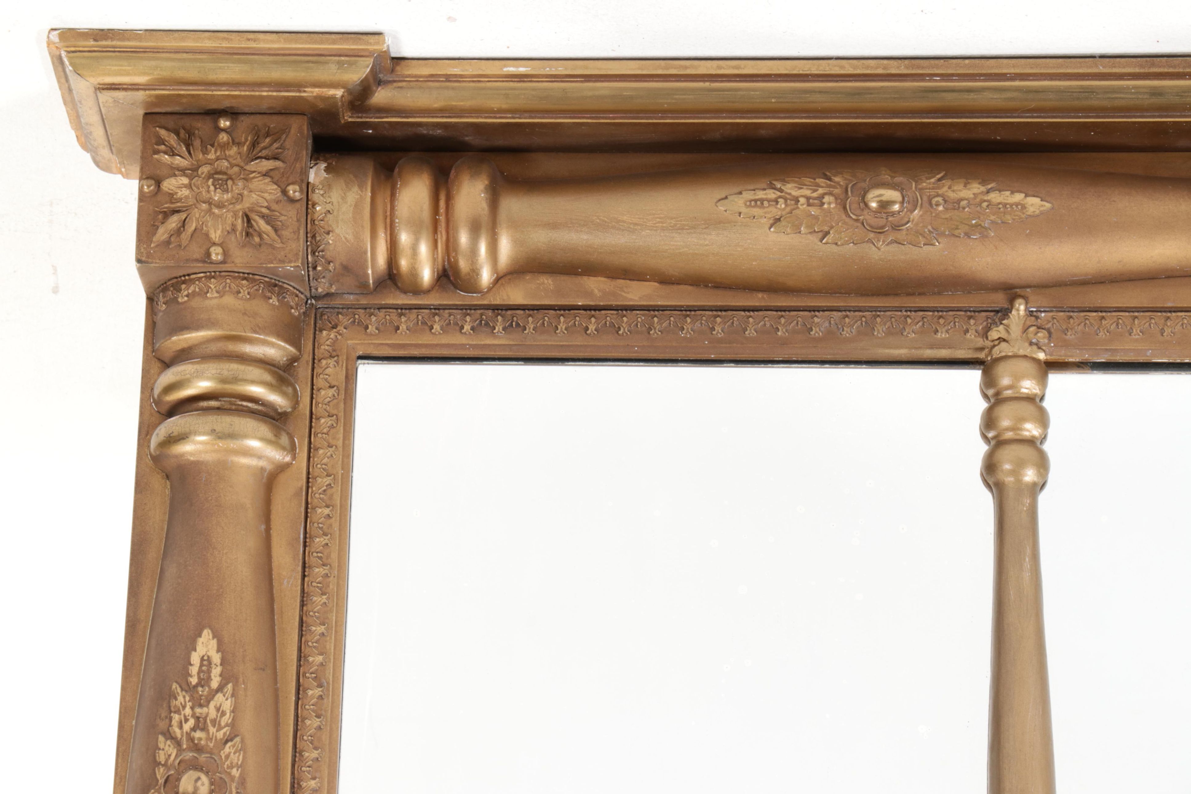 American Empire Revival Giltwood Overmantel Mirror, Late 19th/Early 20th Century