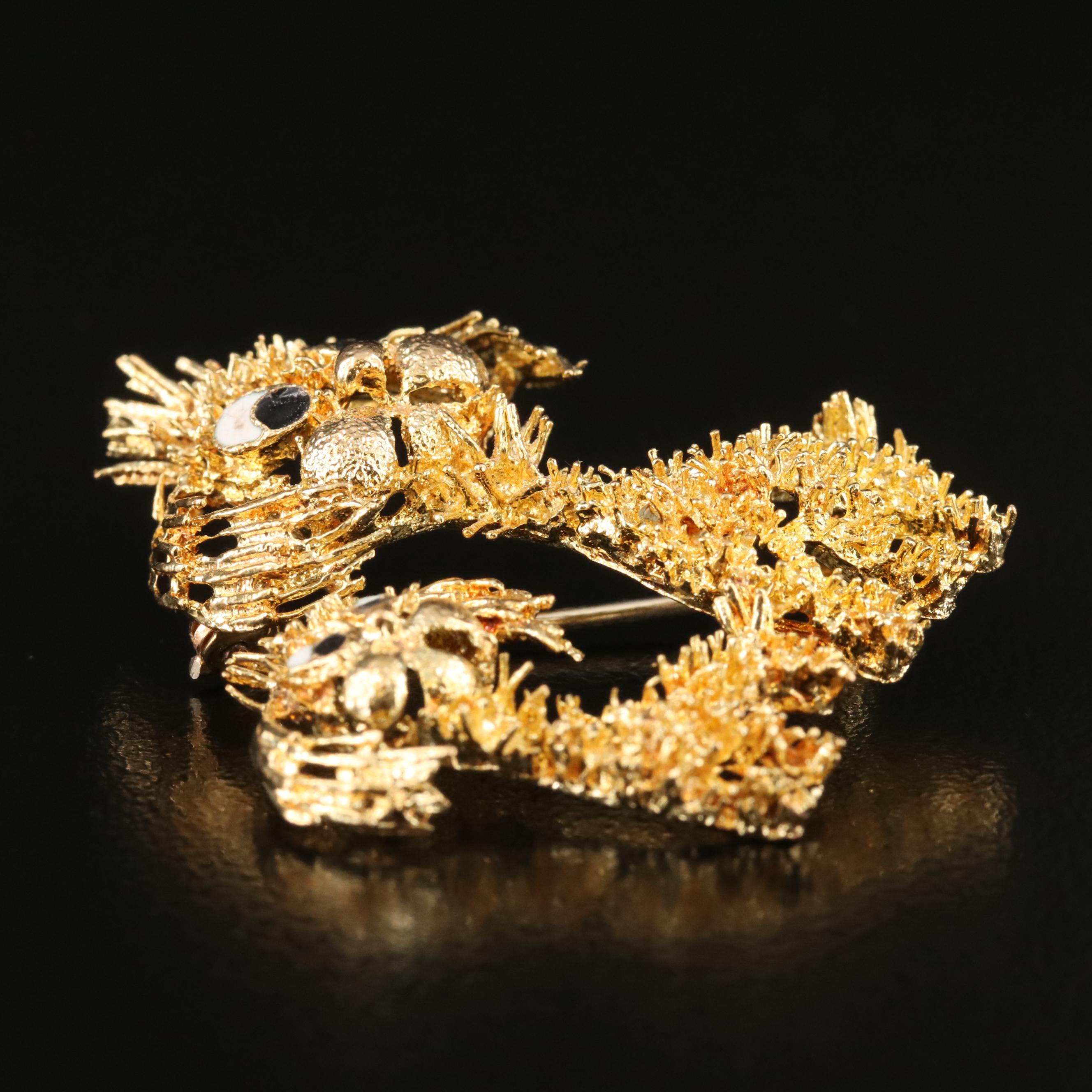 18K Enamel Dog Brooch