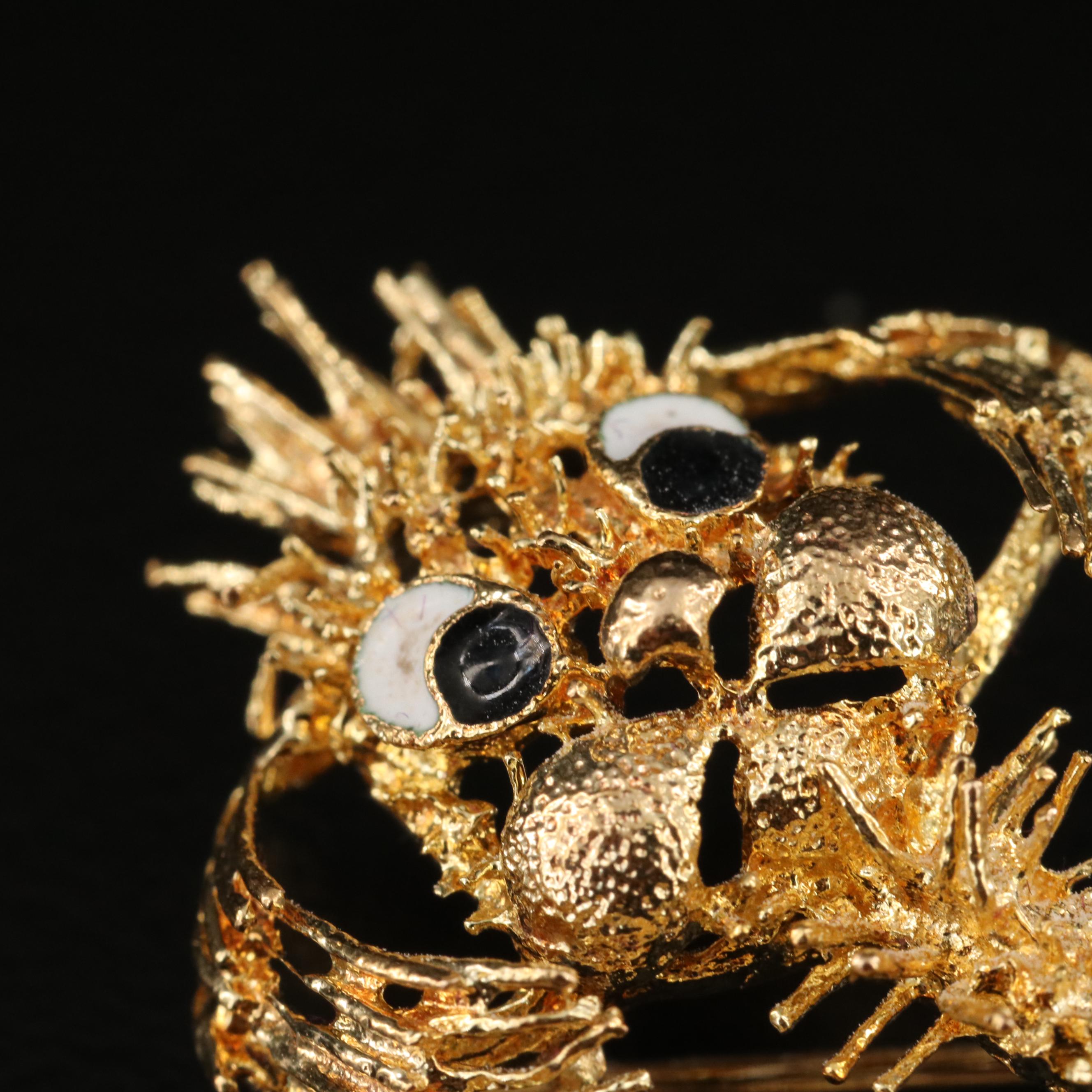 18K Enamel Dog Brooch