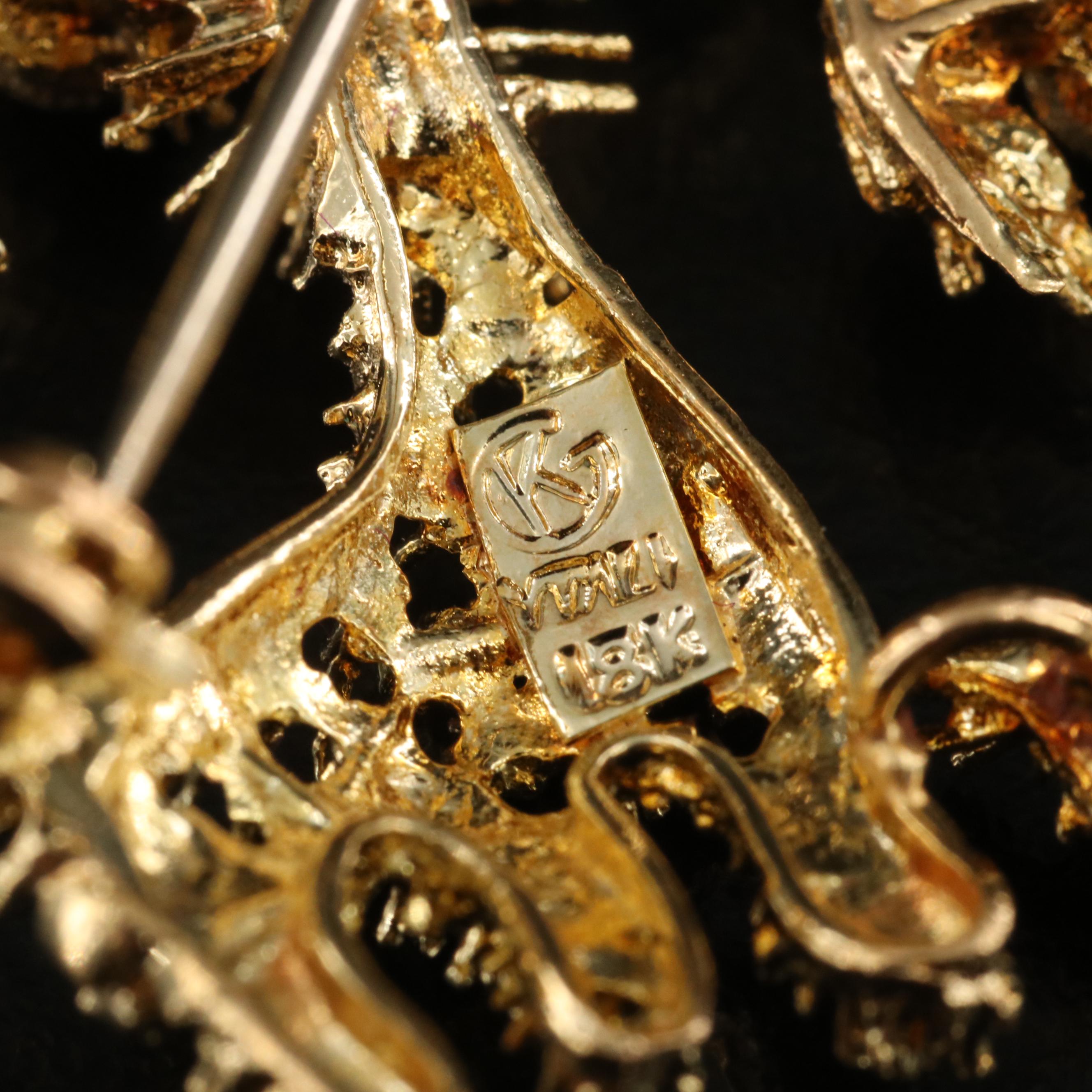 18K Enamel Dog Brooch