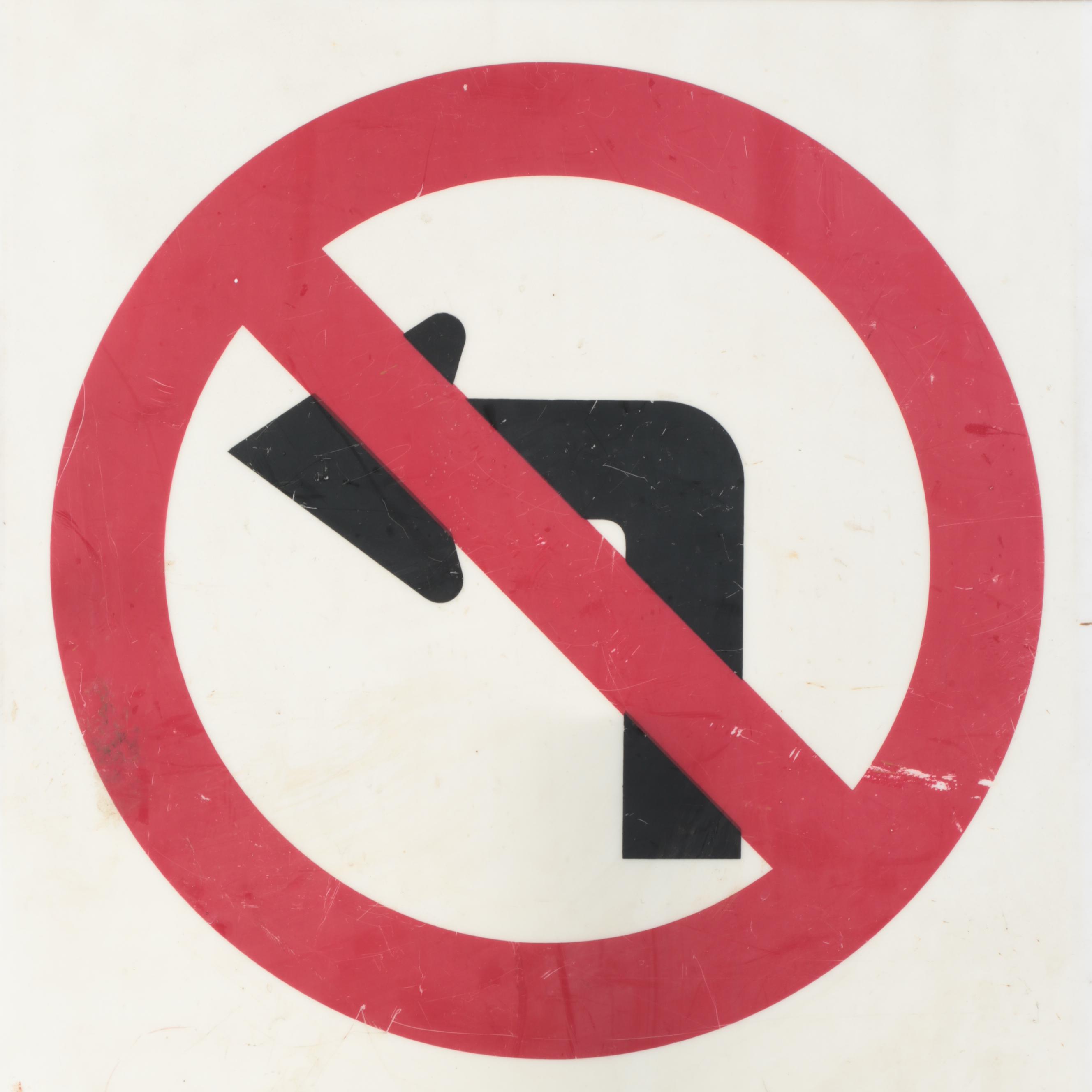 No Left Turn Plastic Road Sign