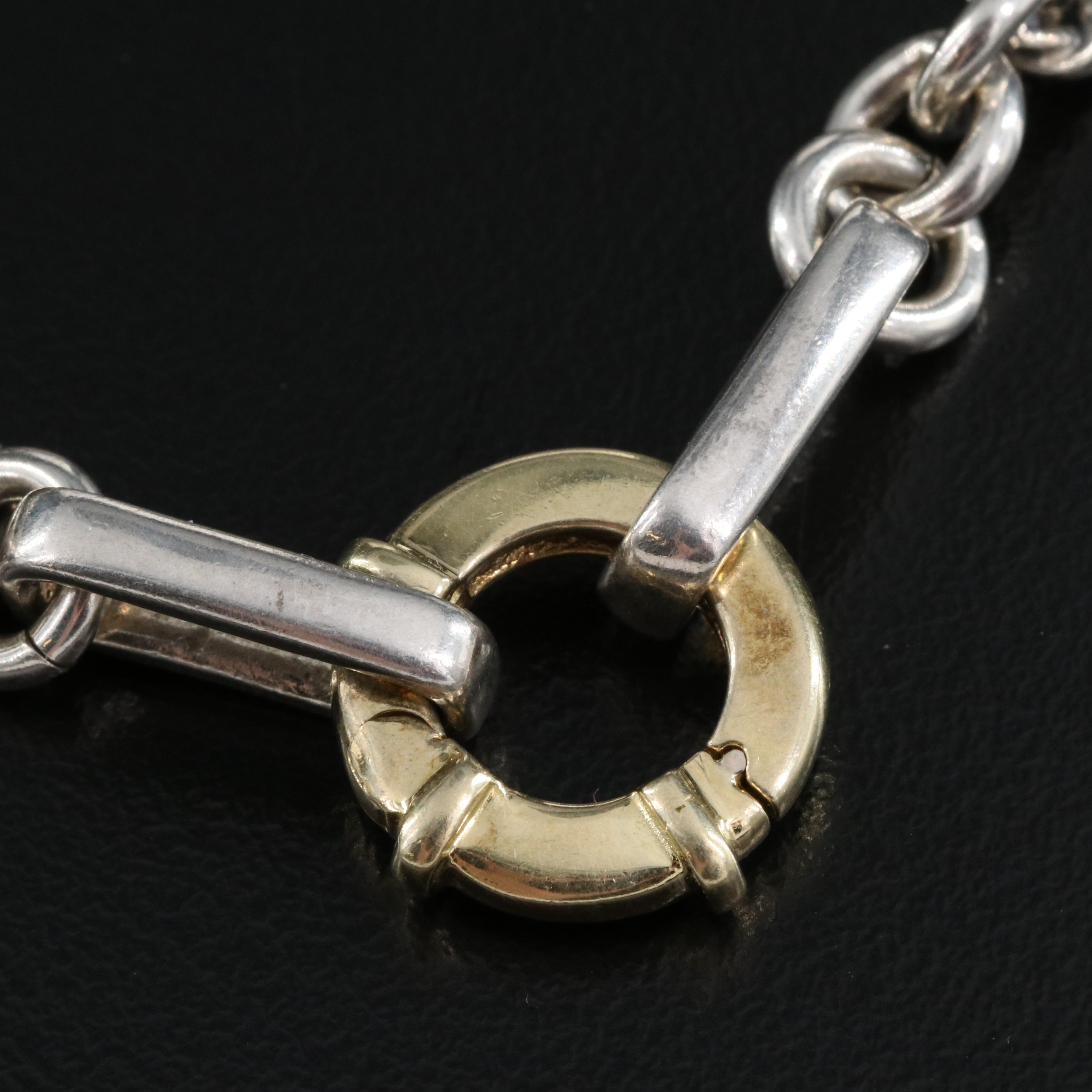 David Yurman Sterling Cable Figaro Link Necklace with 18K Clasp