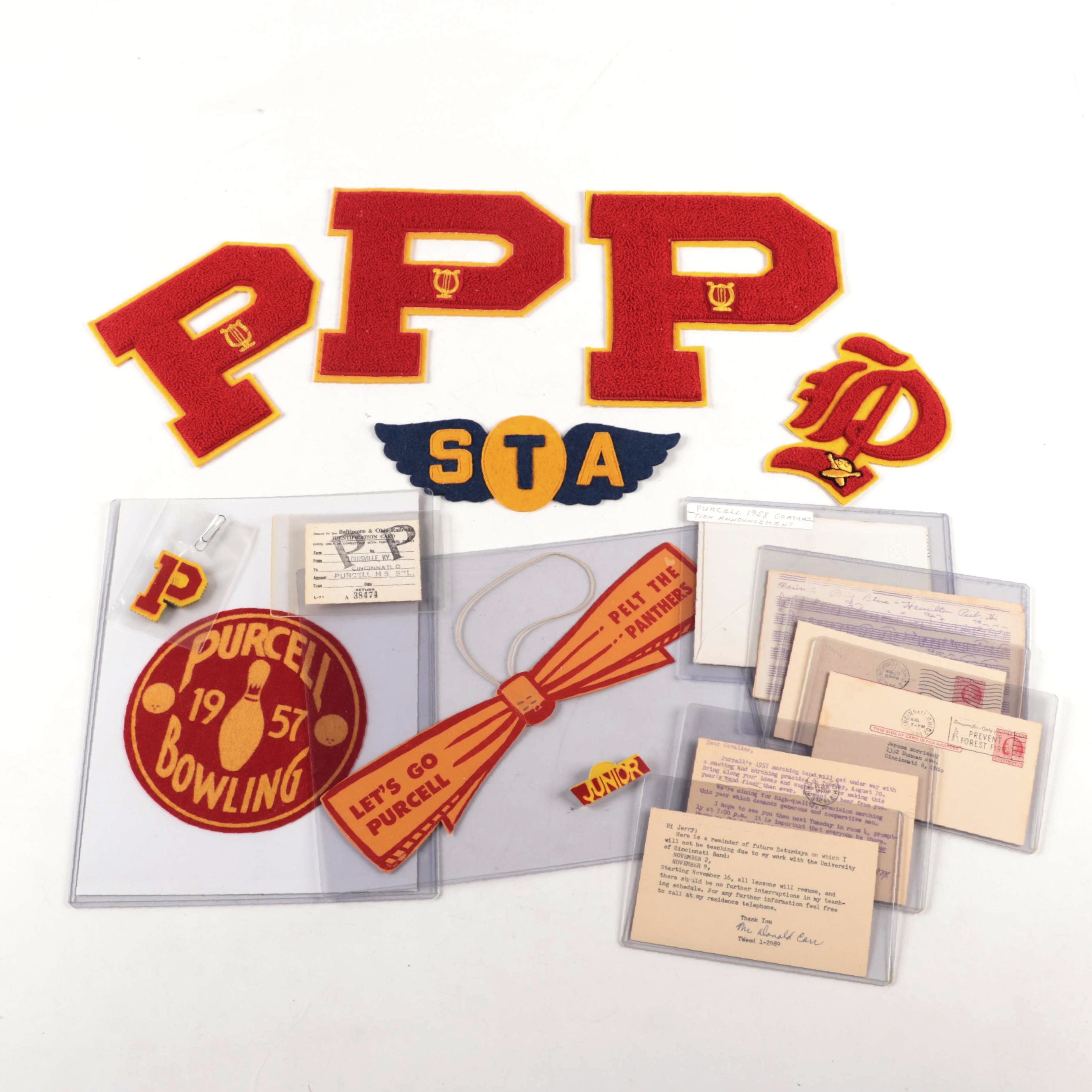 Purcell High School Patches, Graduation Announcement and More, 1950s