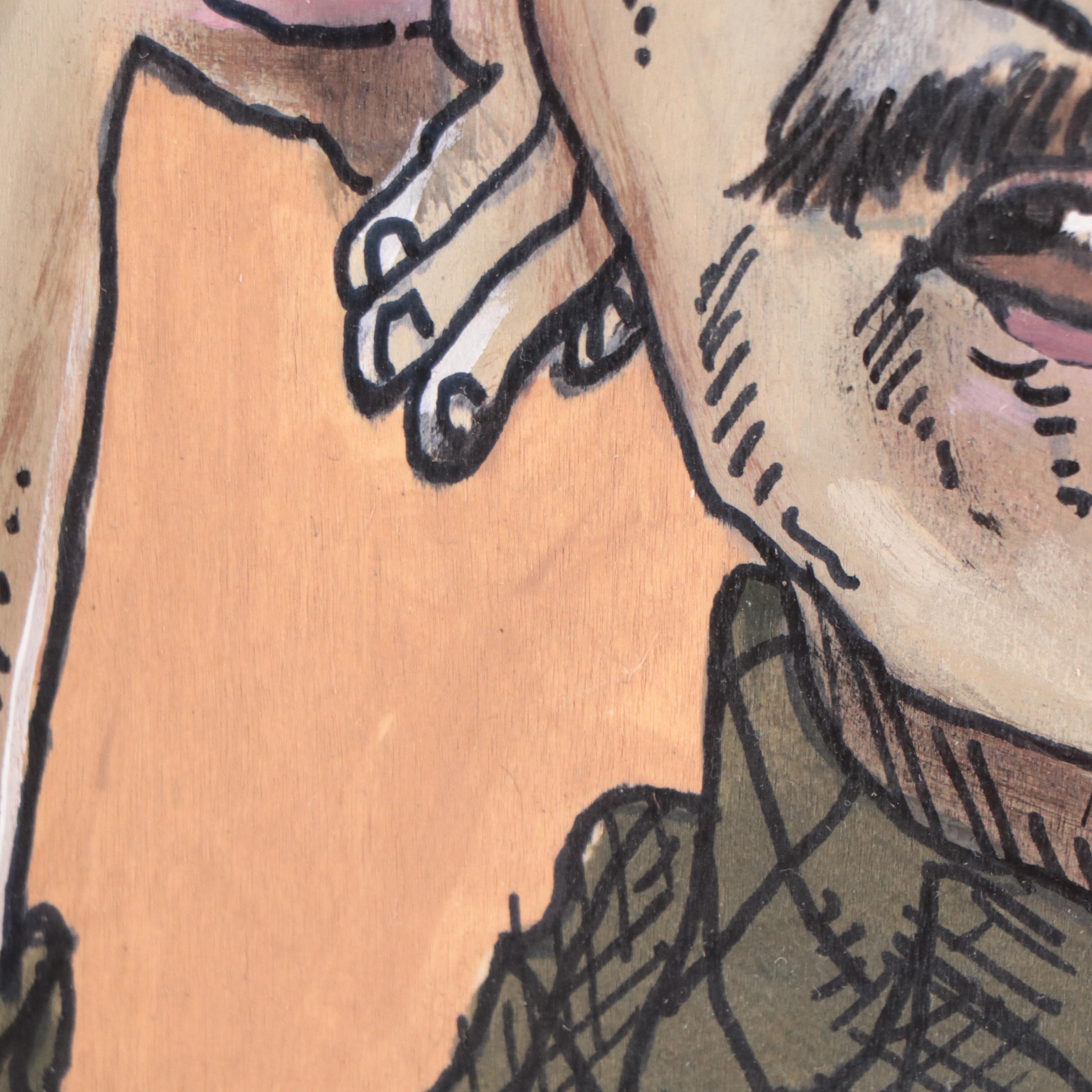 Aaron Wooten Mixed Media Painting "Gene Hackman," 2023