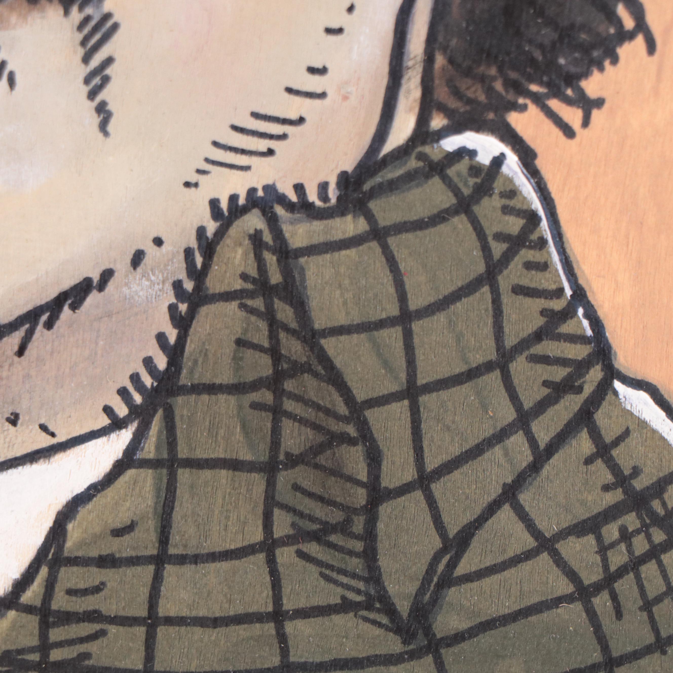 Aaron Wooten Mixed Media Painting "Gene Hackman," 2023