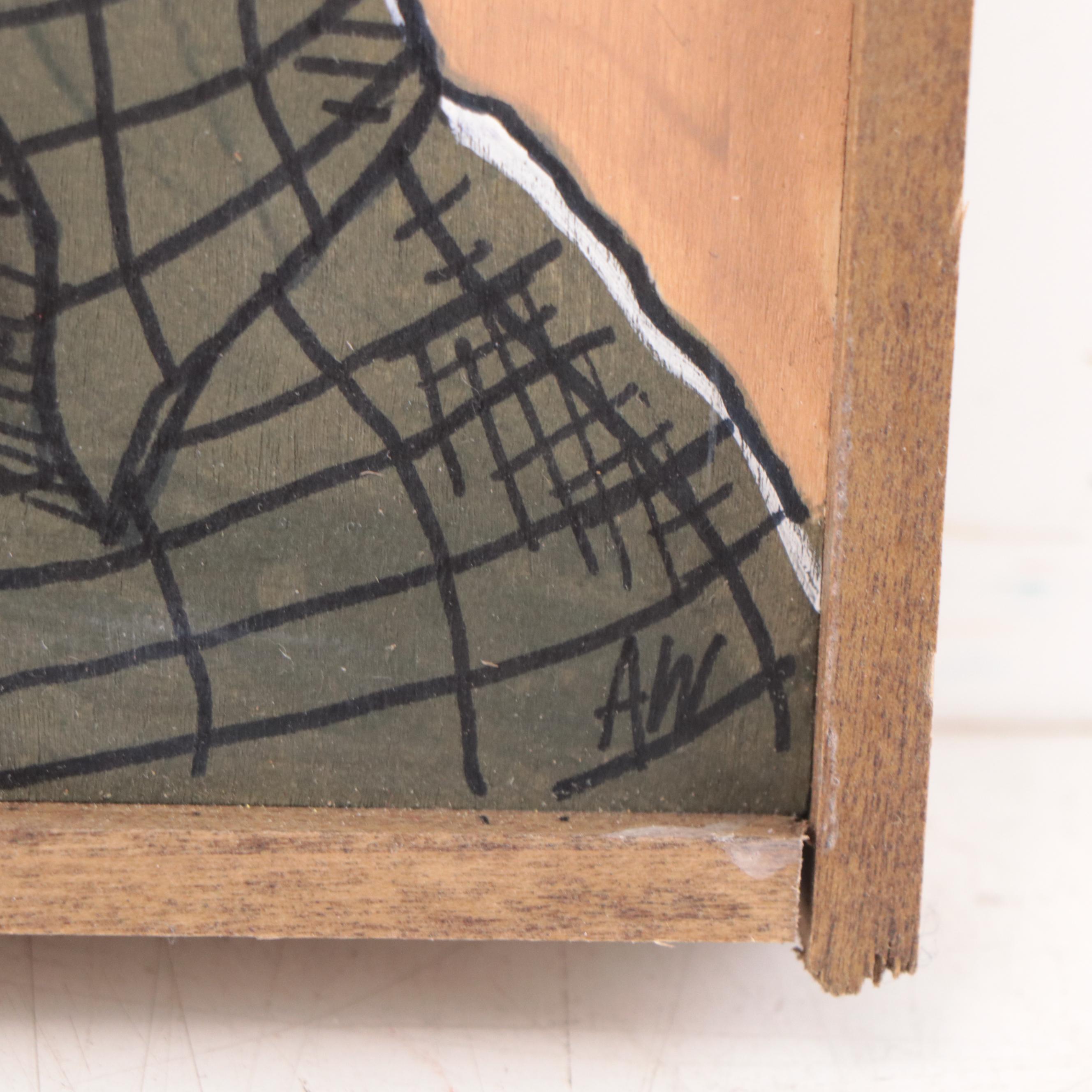 Aaron Wooten Mixed Media Painting "Gene Hackman," 2023