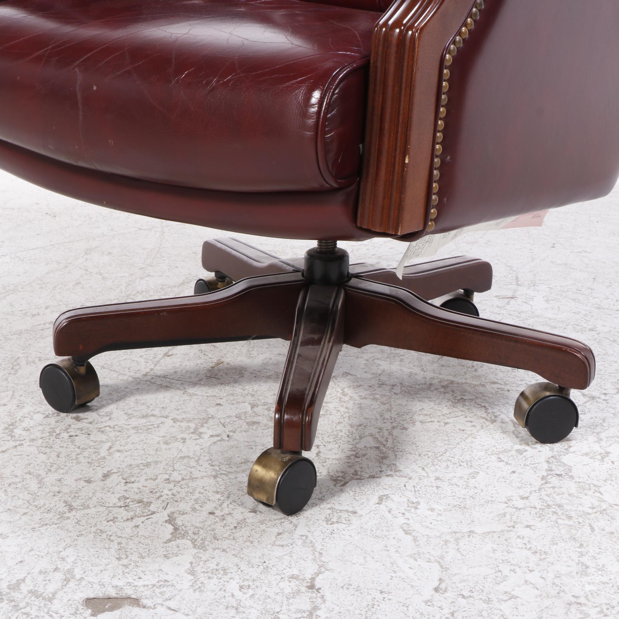 Tufted Leather Office Chair with Nailhead Trim