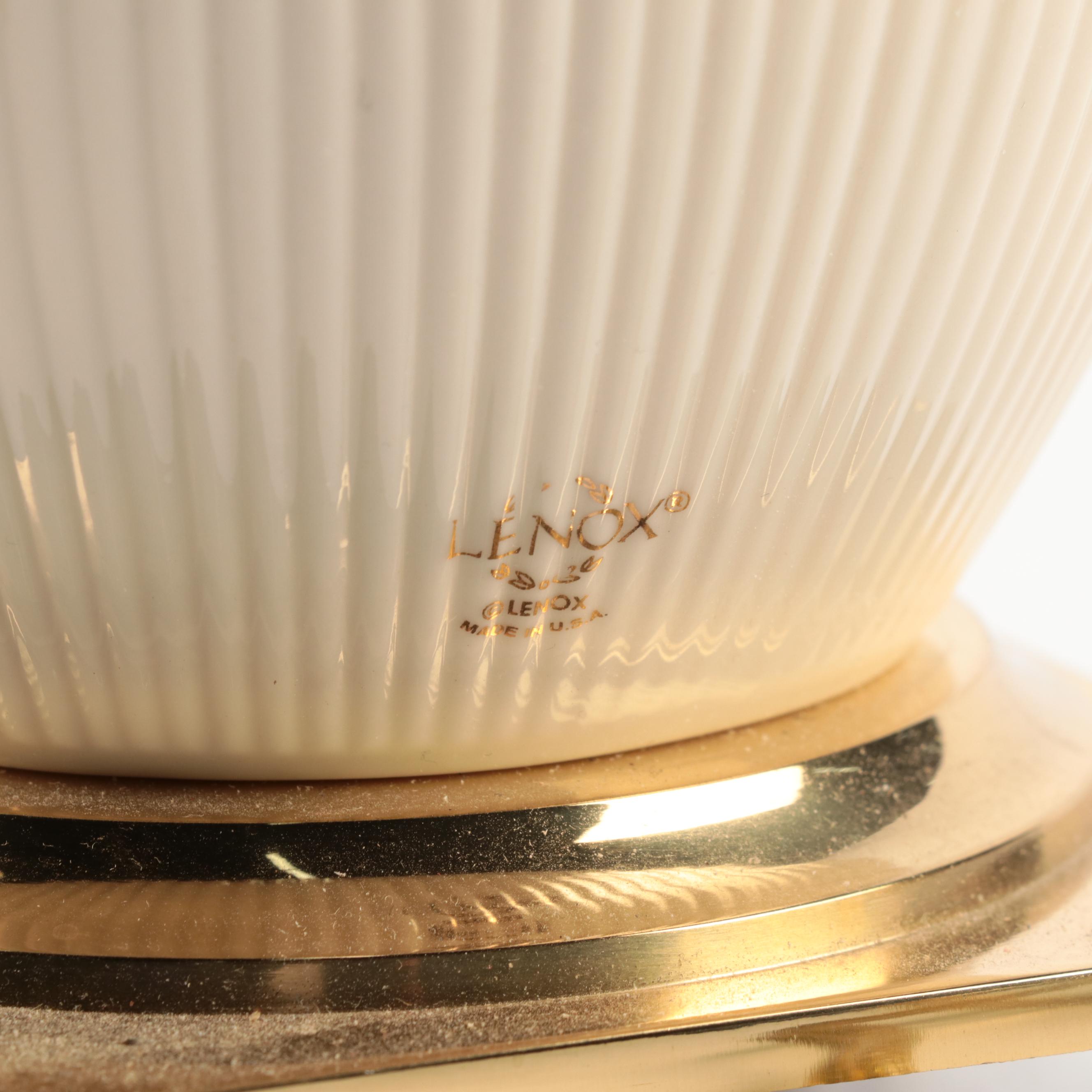 Lenox Ceramic and Brass Electric Table Lamps