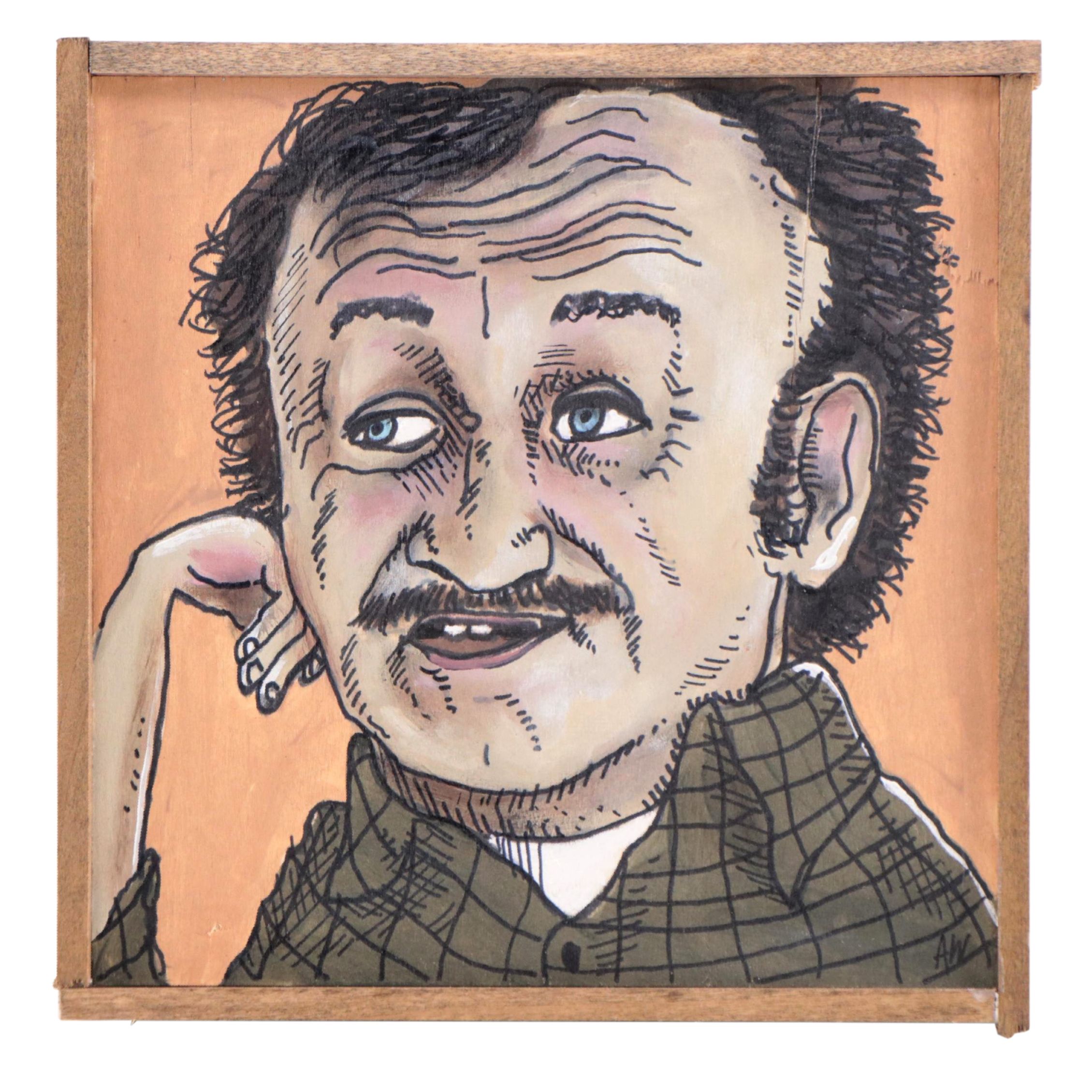 Aaron Wooten Mixed Media Painting "Gene Hackman," 2023