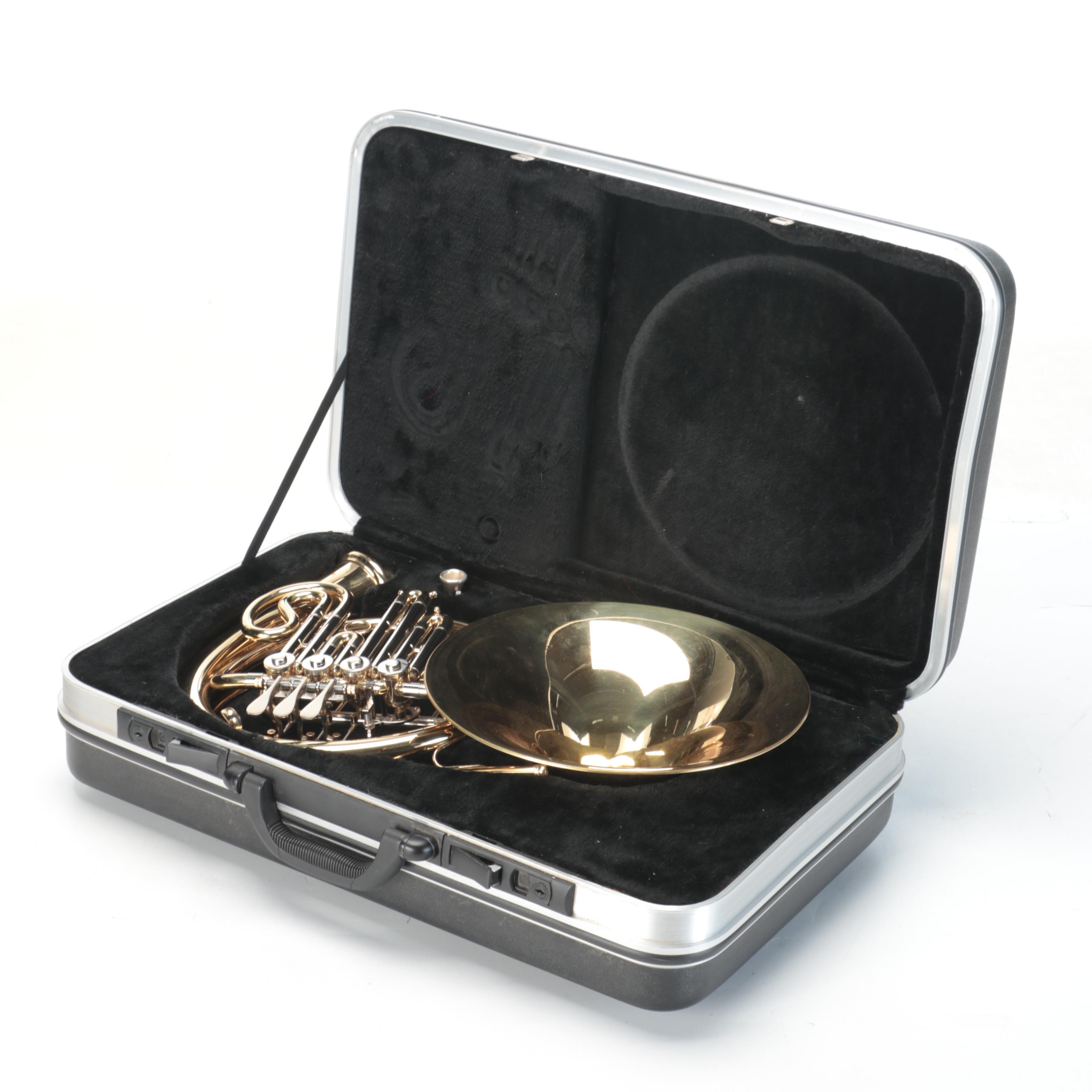 Brass French Horn with Case