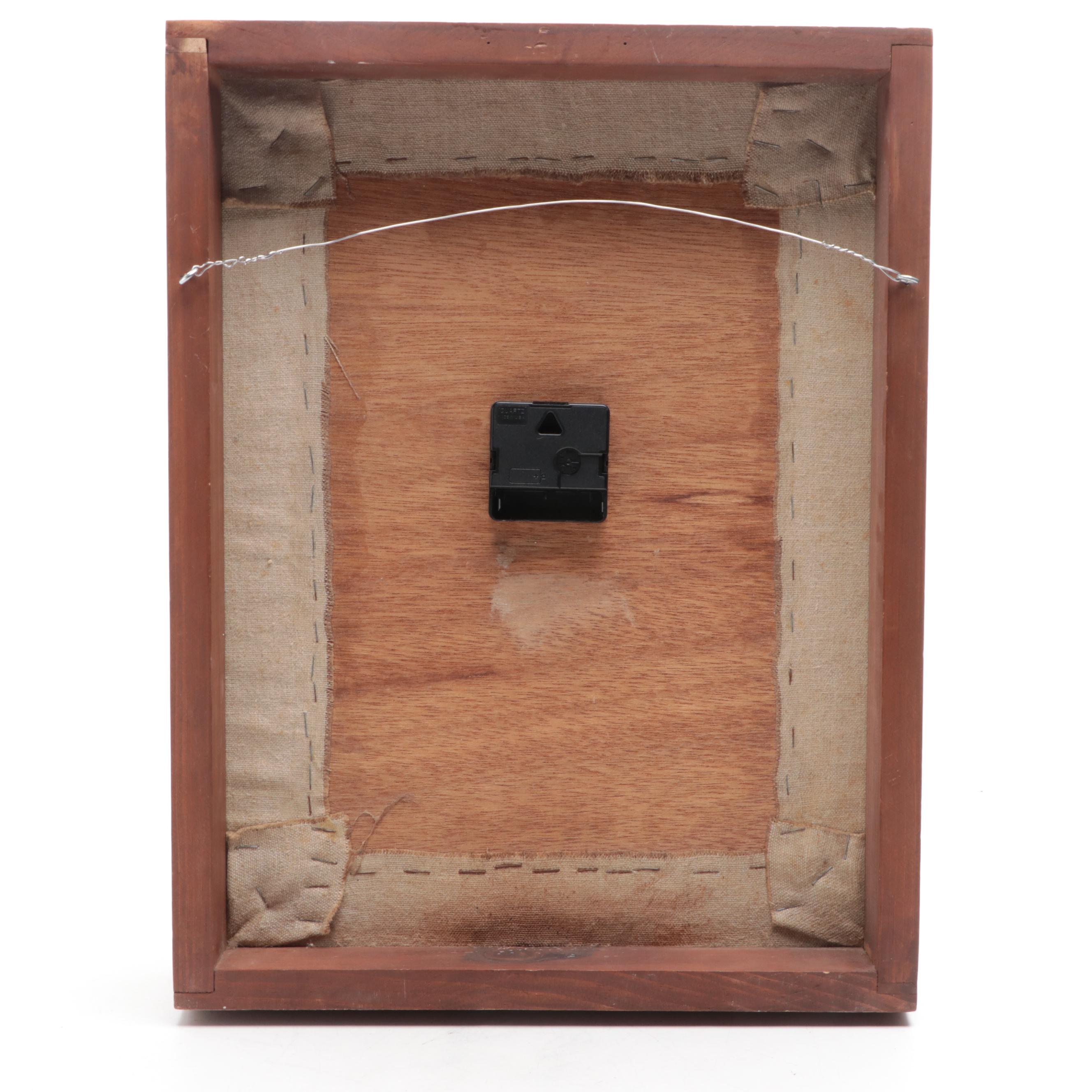 Handmade Embroidered Floral Motif Wood Case Wall Clock