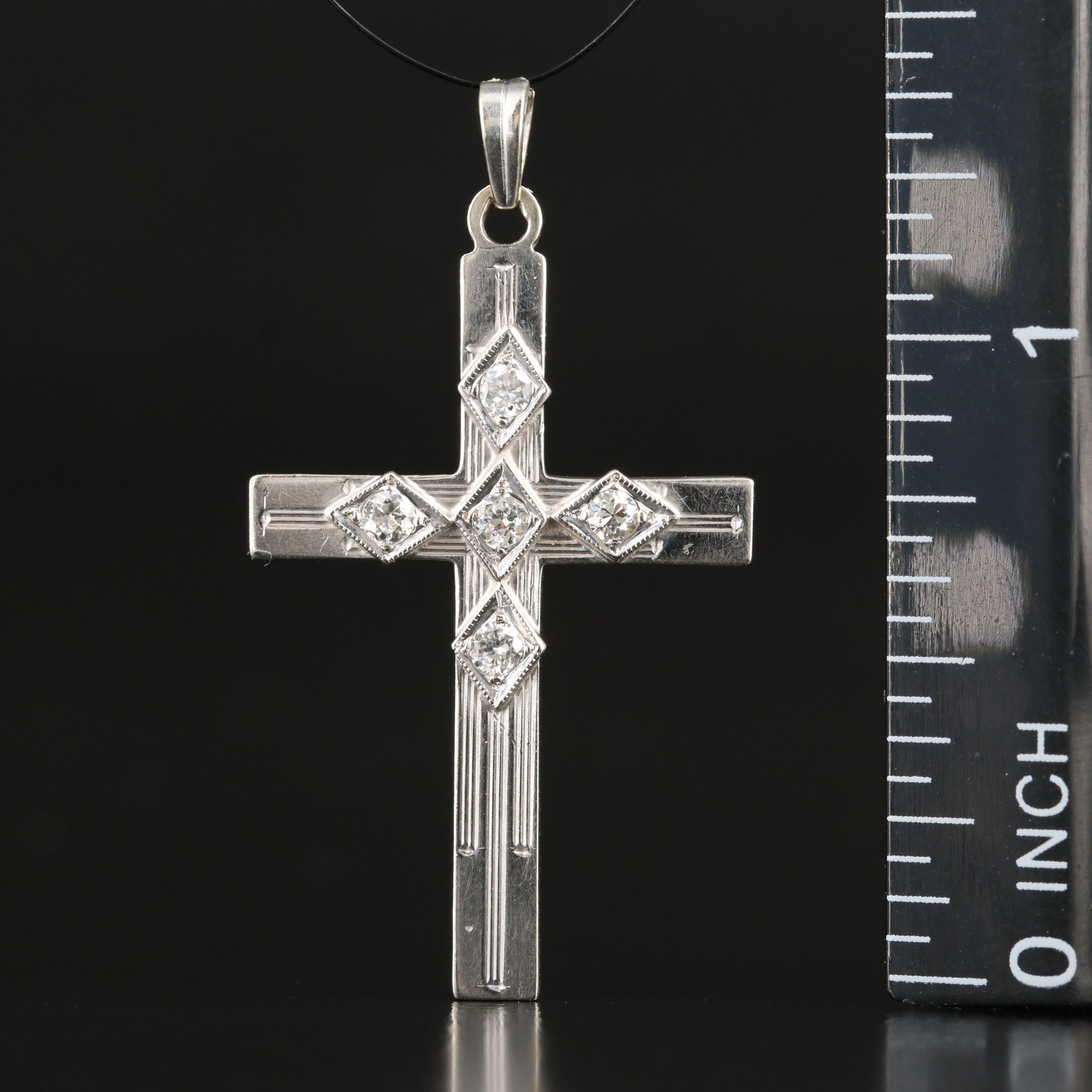 14K Diamond Cross Pendant