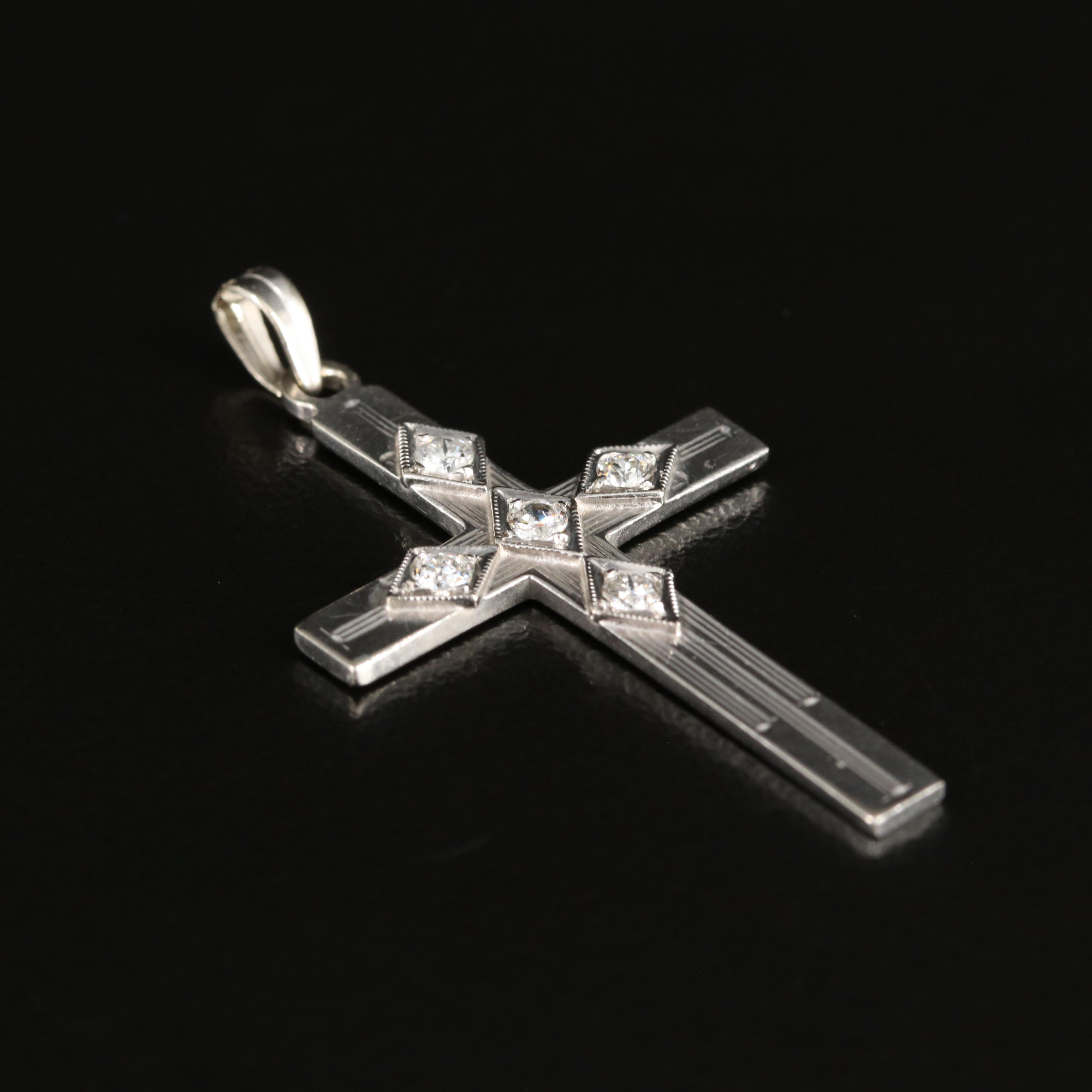 14K Diamond Cross Pendant