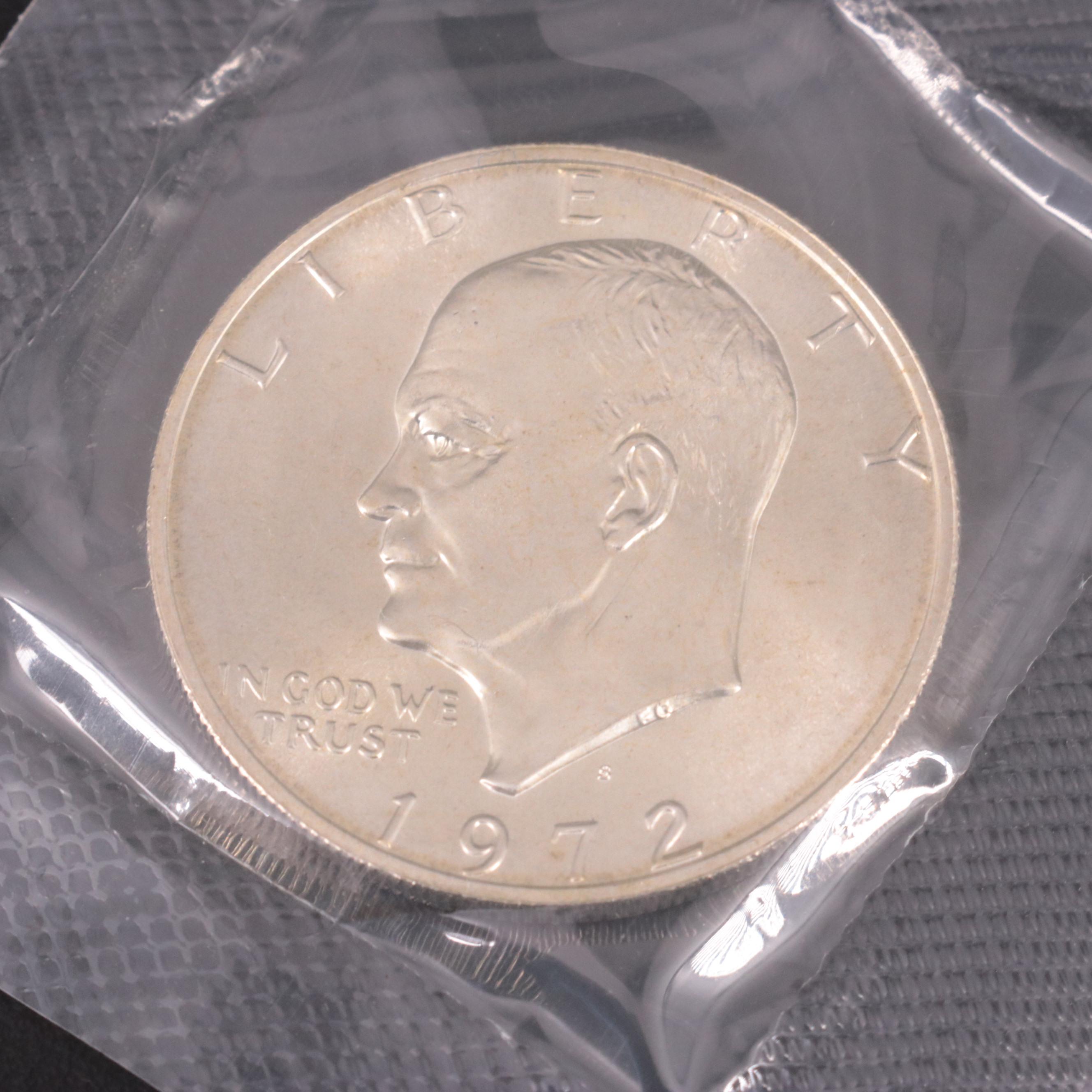 Six Uncirculated Eisenhower Silver Dollars