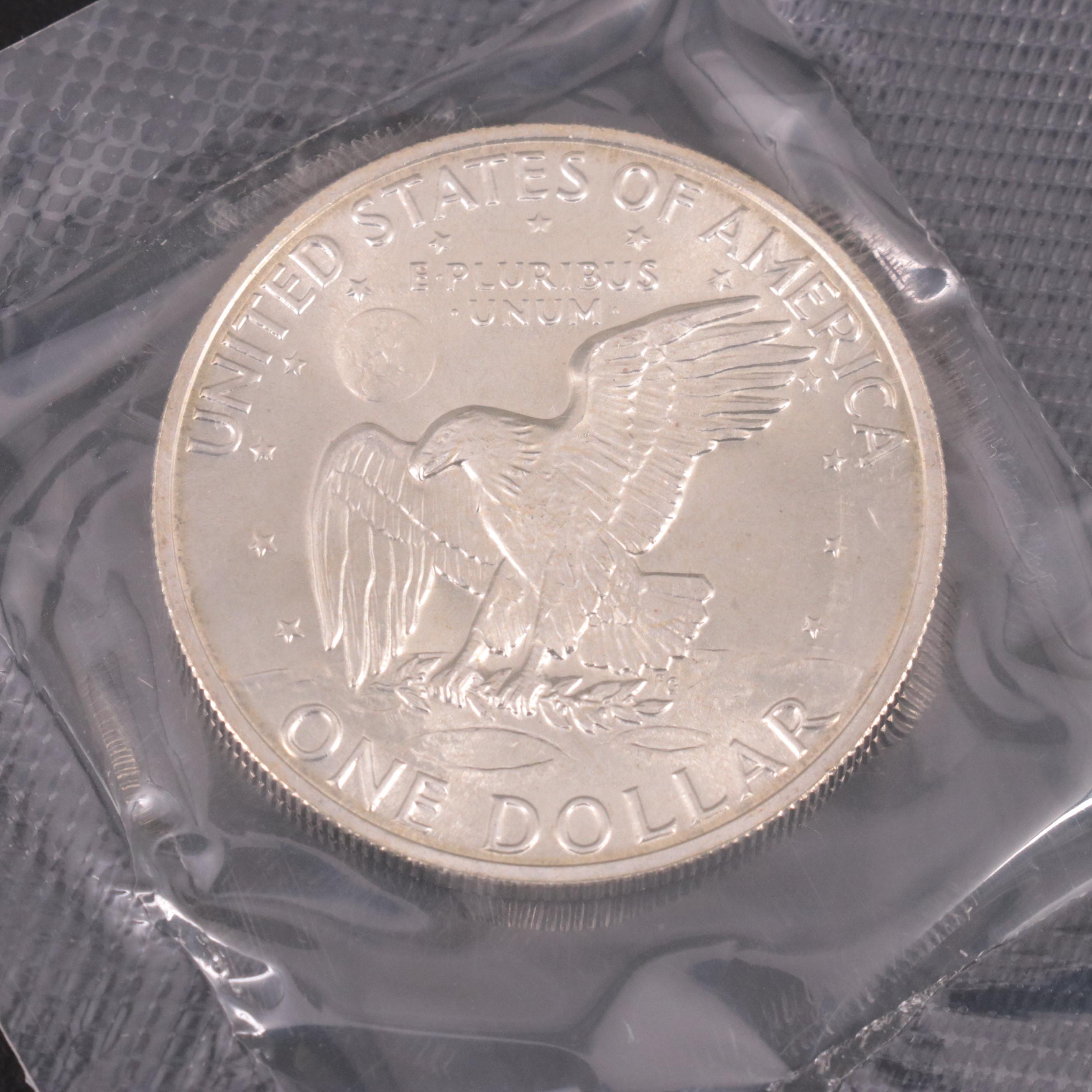 Six Uncirculated Eisenhower Silver Dollars