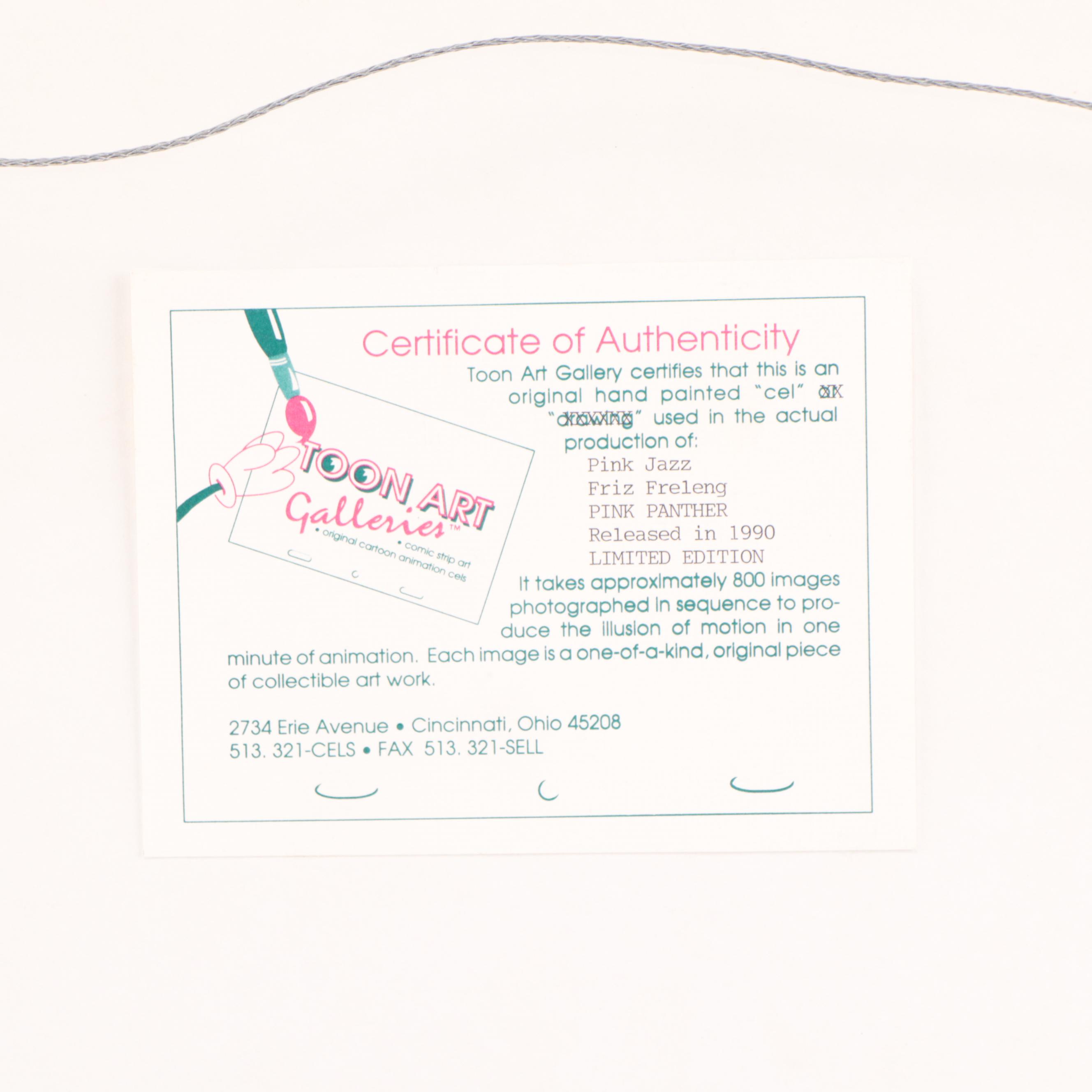 Friz Freleng Signed "Pink Panther" Hand-Painted Animation Cel