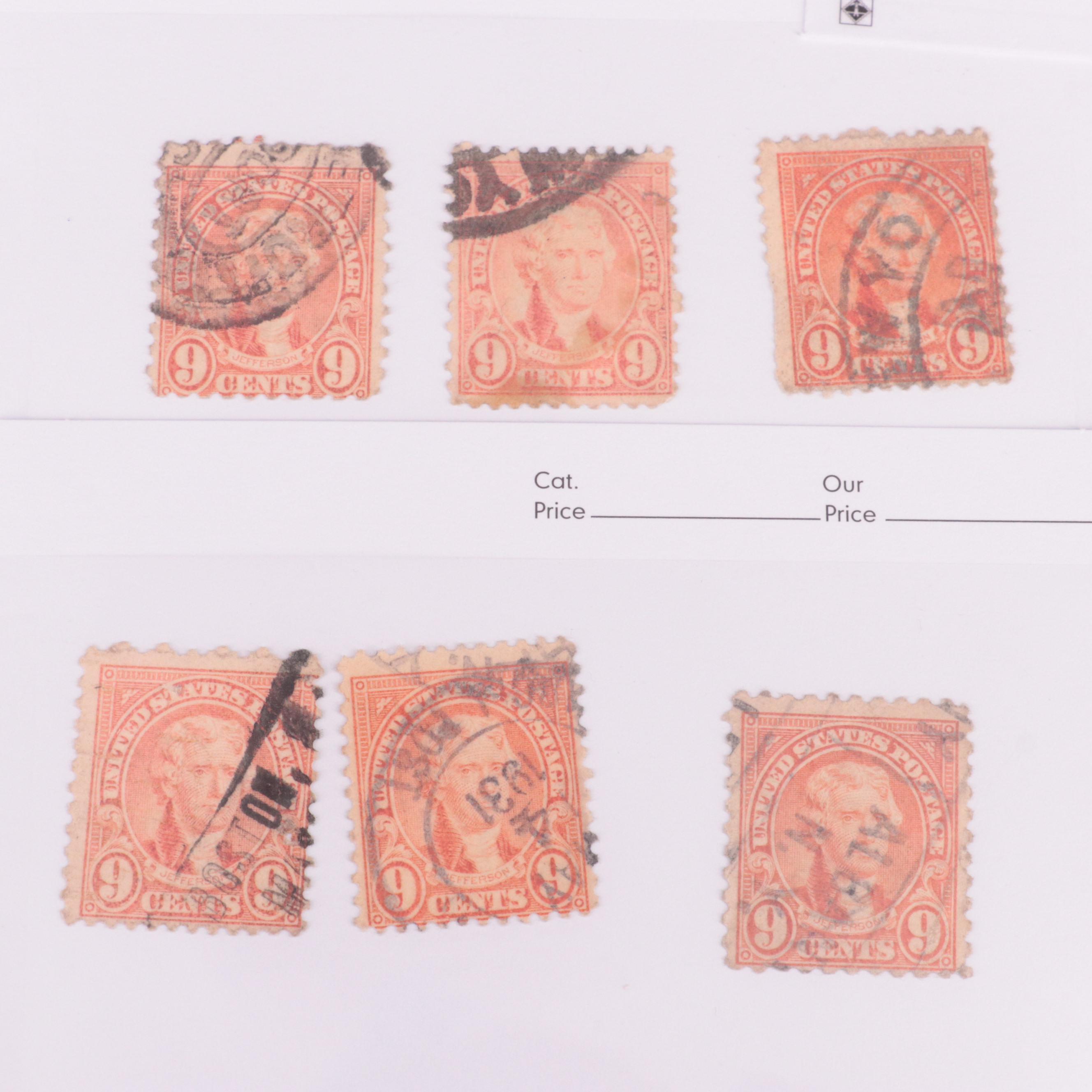 Dealer Cards of Earlier Jefferson 9-Cent Postage Stamps