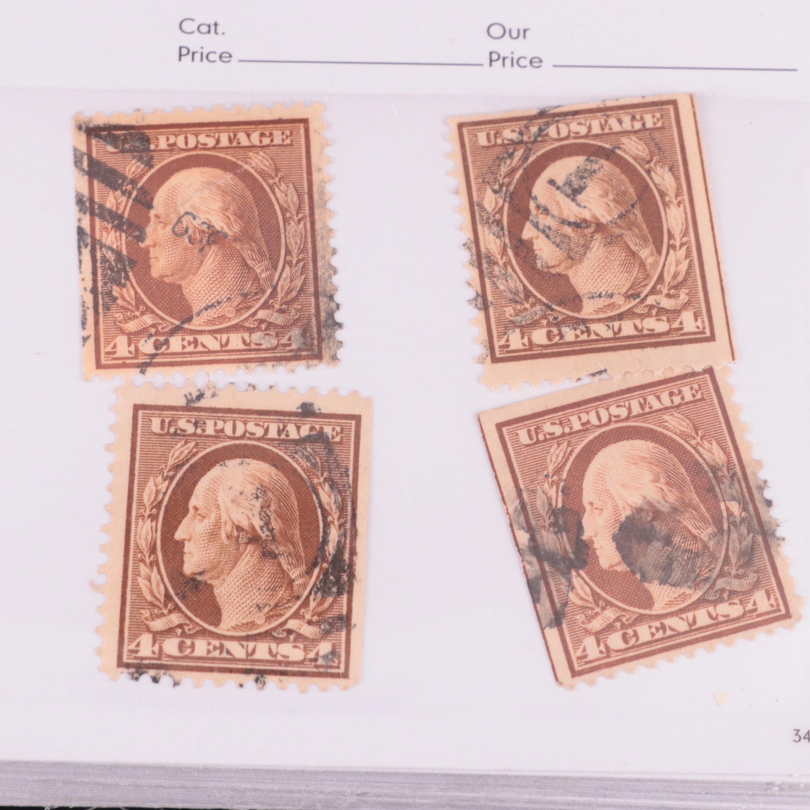 Dealer Cards of Early 20th Century Washington and Franklin Postage Stamps