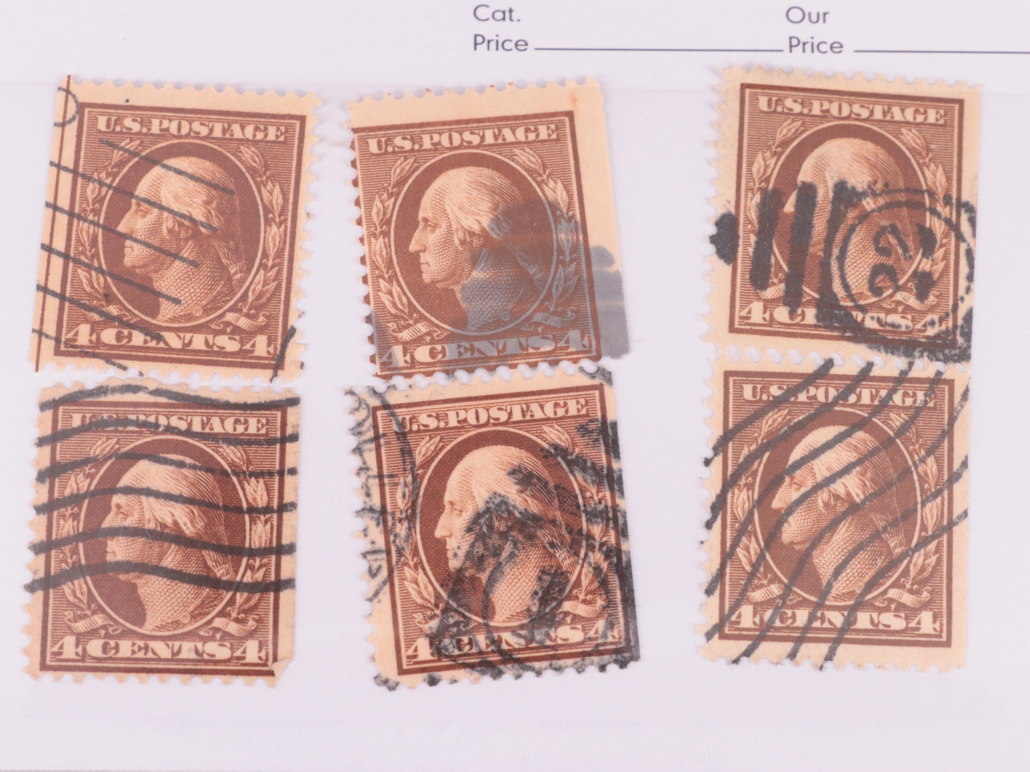 Dealer Cards of Early 20th Century Washington and Franklin Postage Stamps