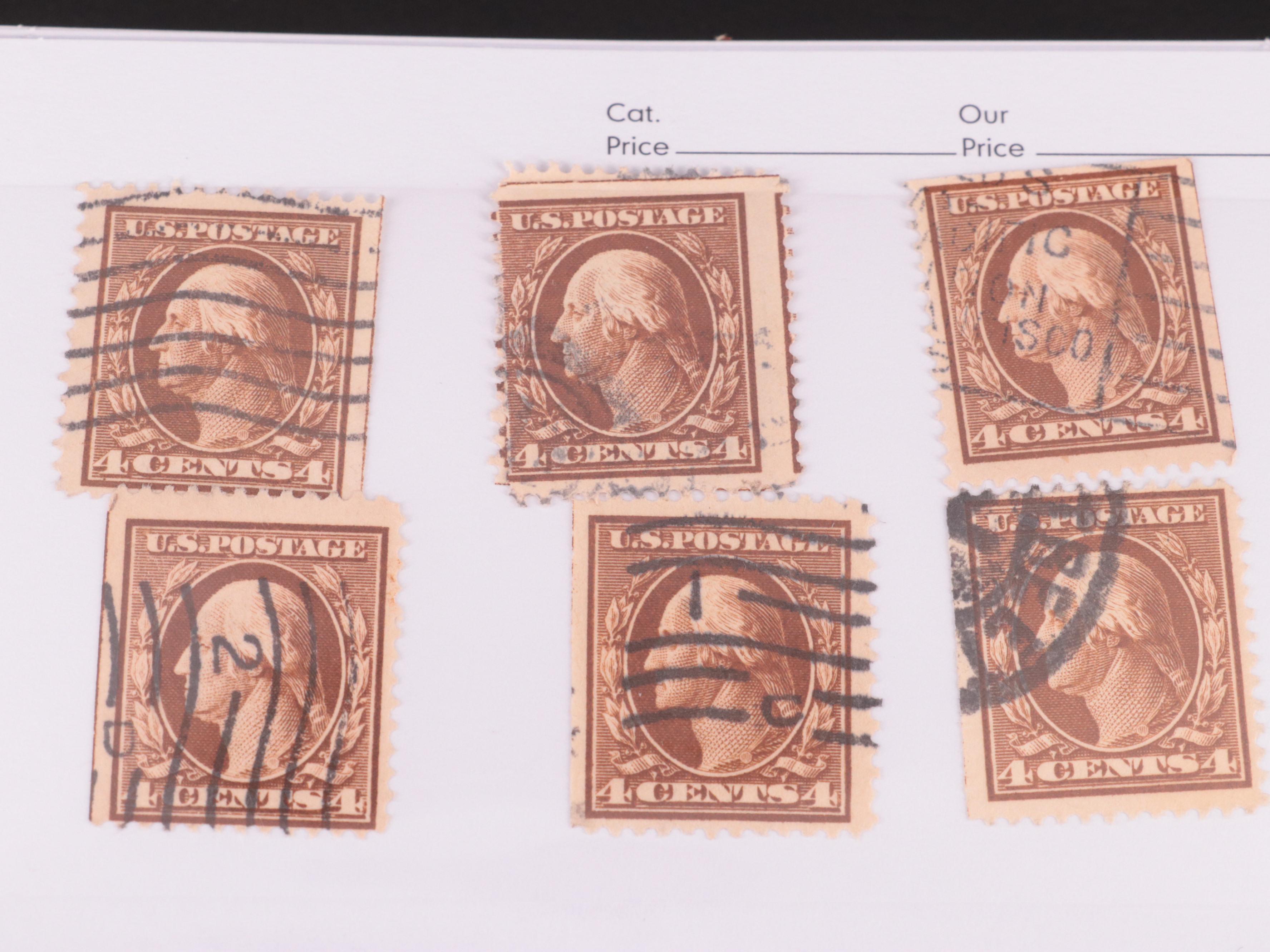 Dealer Cards of Early 20th Century Washington and Franklin Postage Stamps