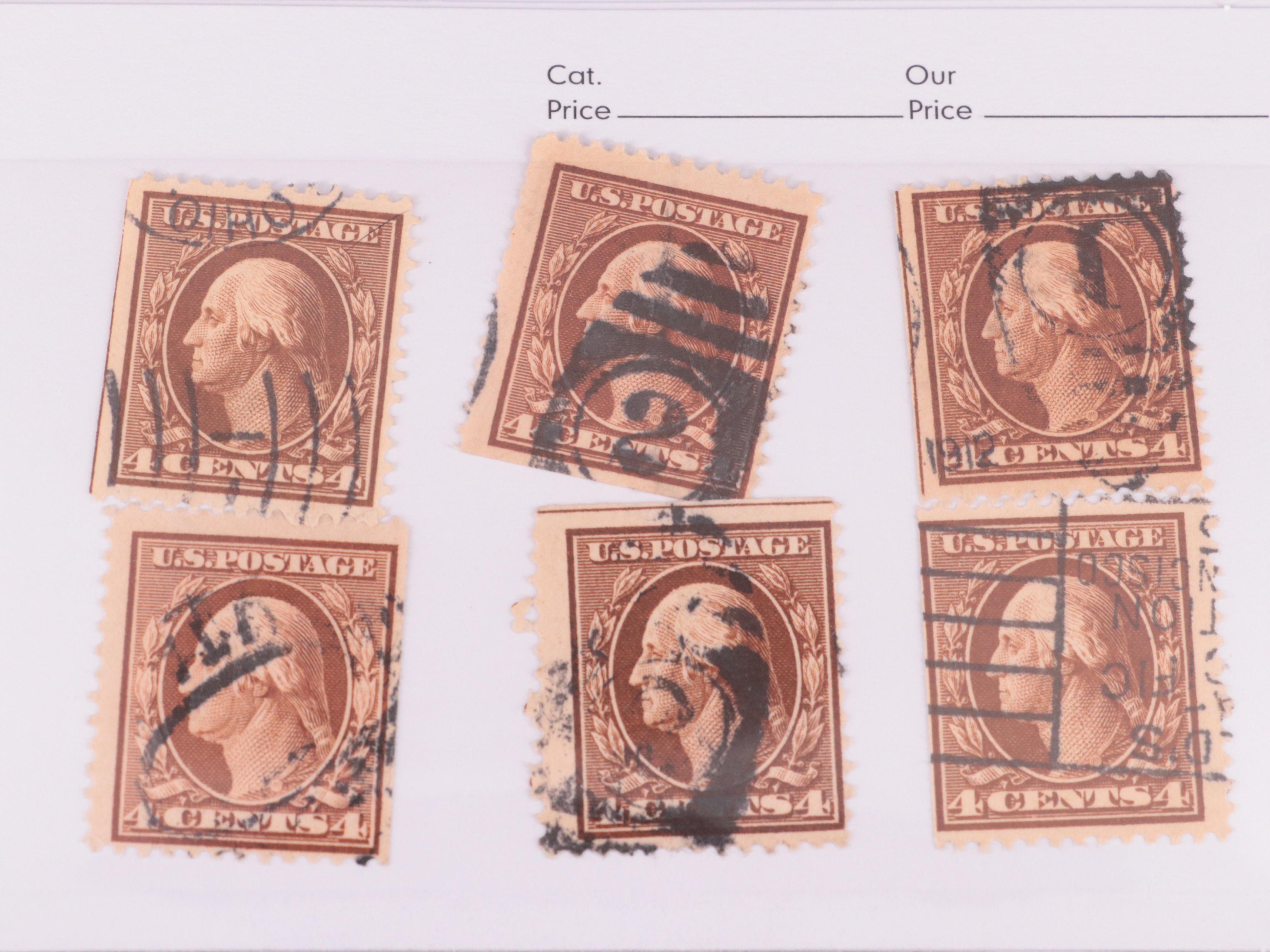 Dealer Cards of Early 20th Century Washington and Franklin Postage Stamps