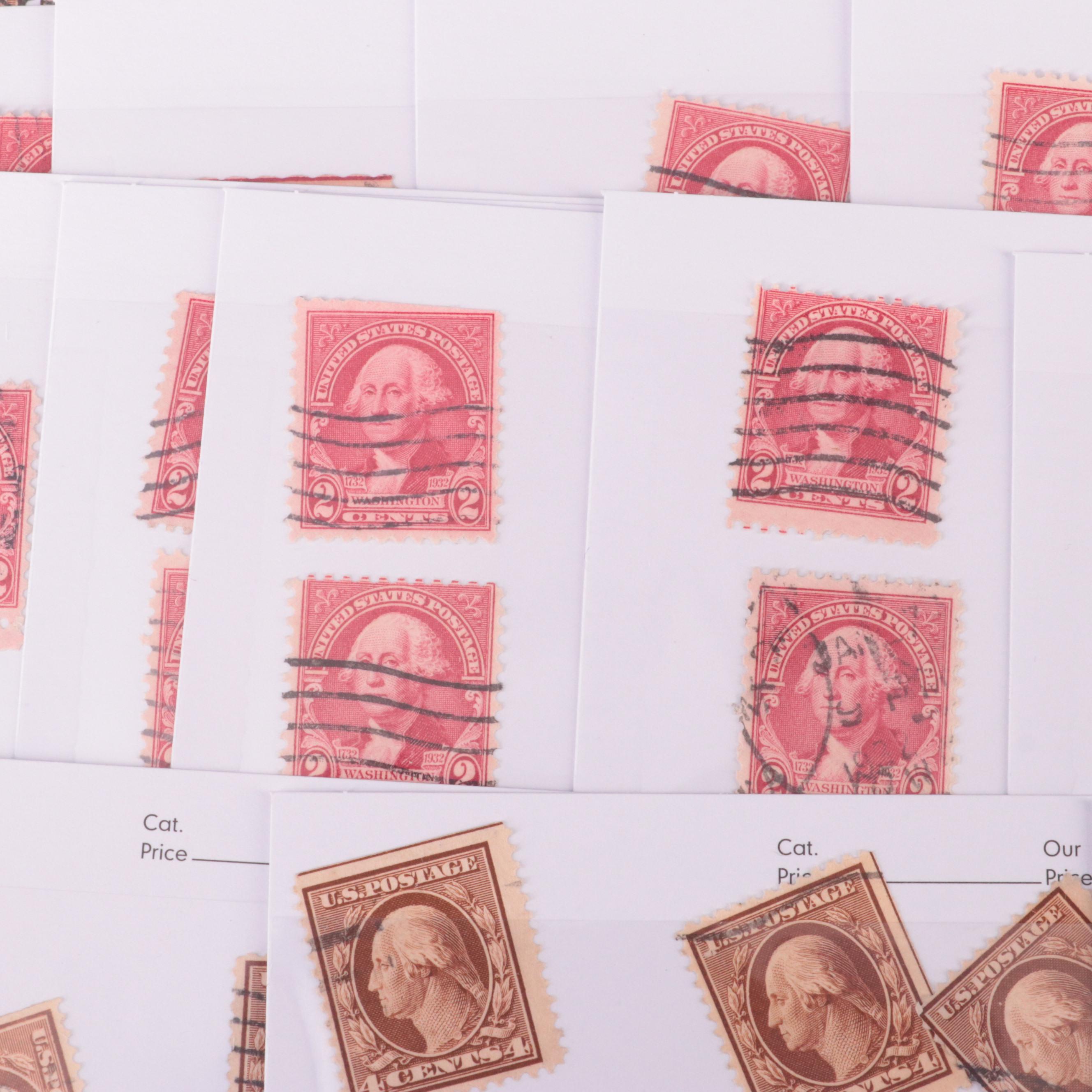 Dealer Cards of Early 20th Century Washington and Franklin Postage Stamps