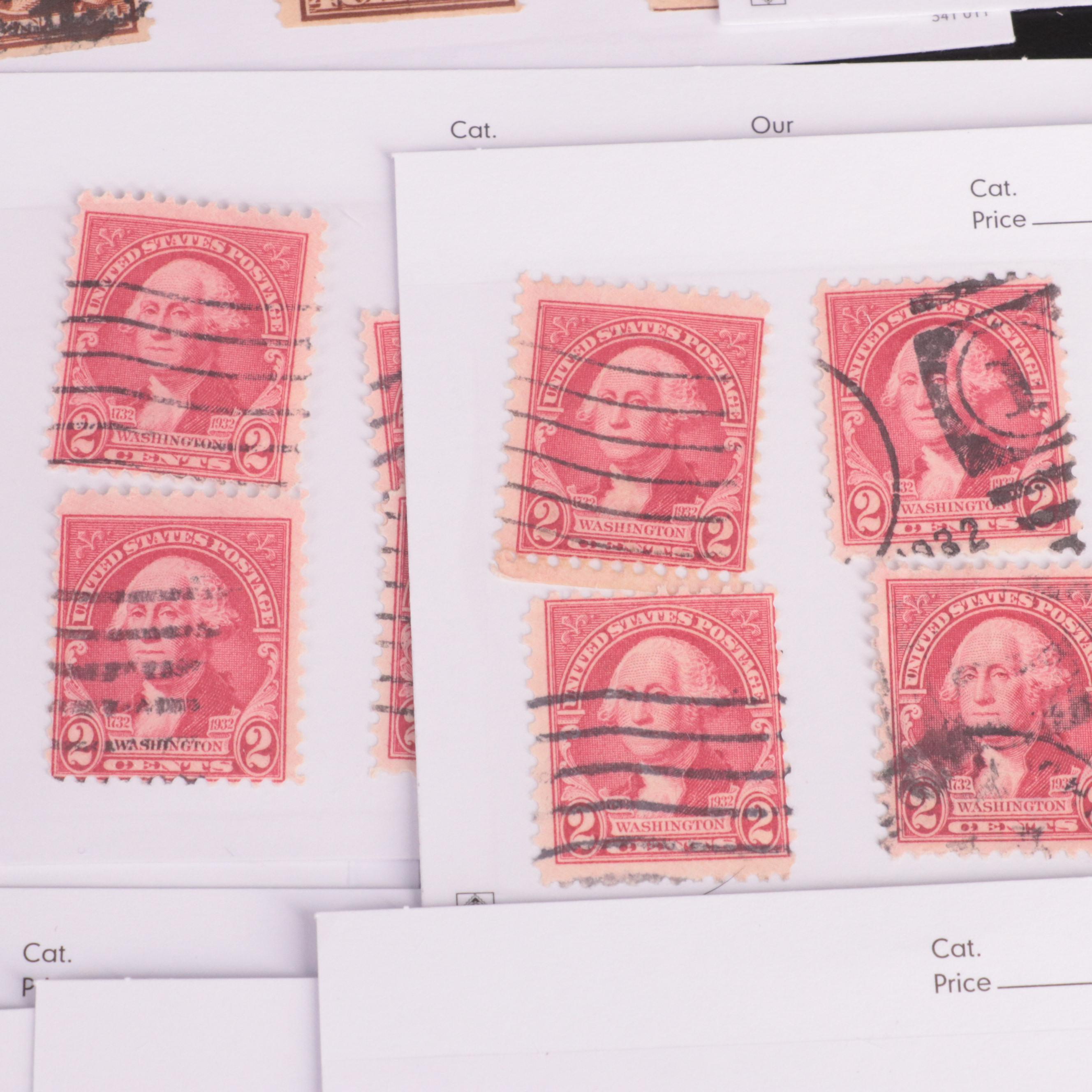 Dealer Cards of Early 20th Century Washington and Franklin Postage Stamps