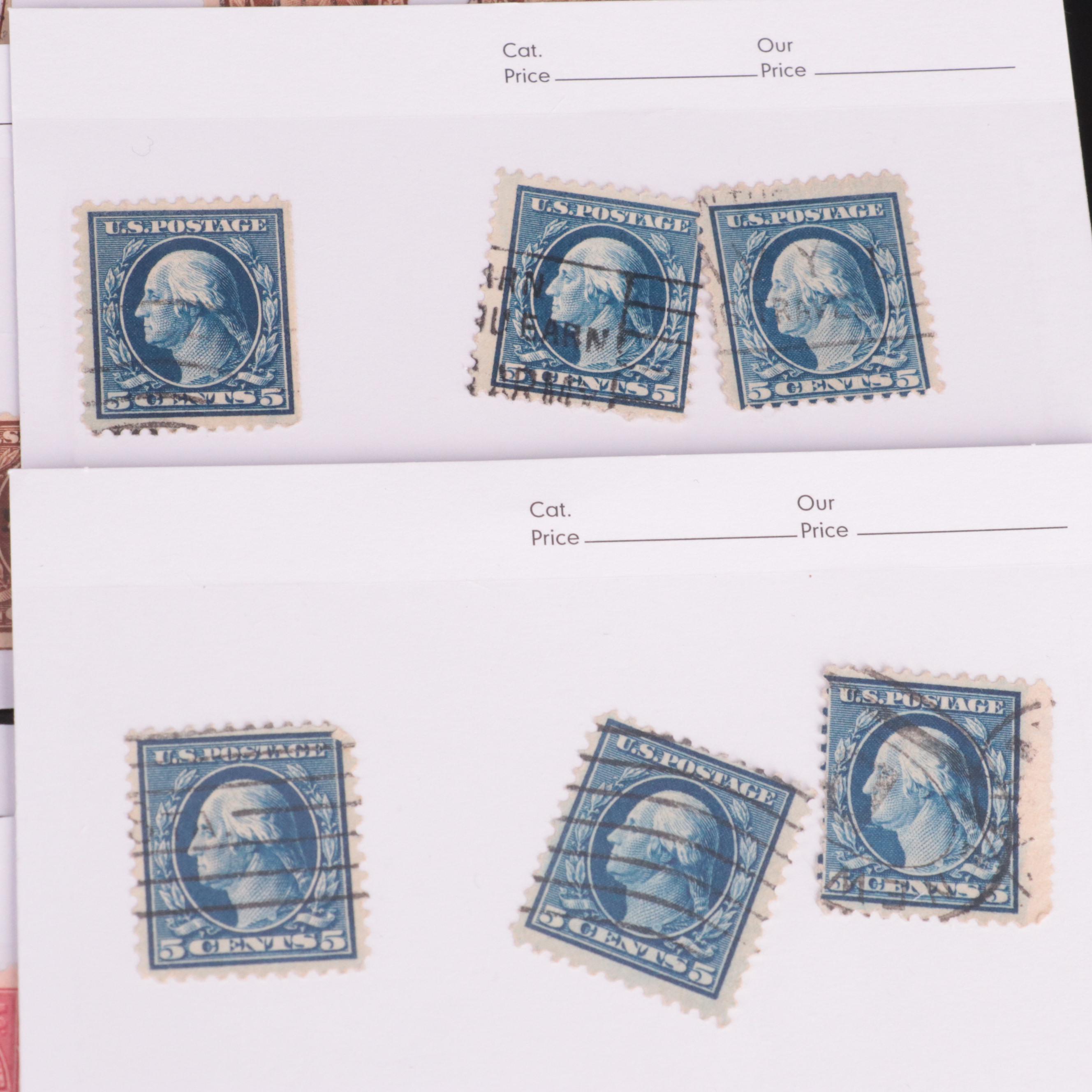 Dealer Cards of Early 20th Century Washington and Franklin Postage Stamps