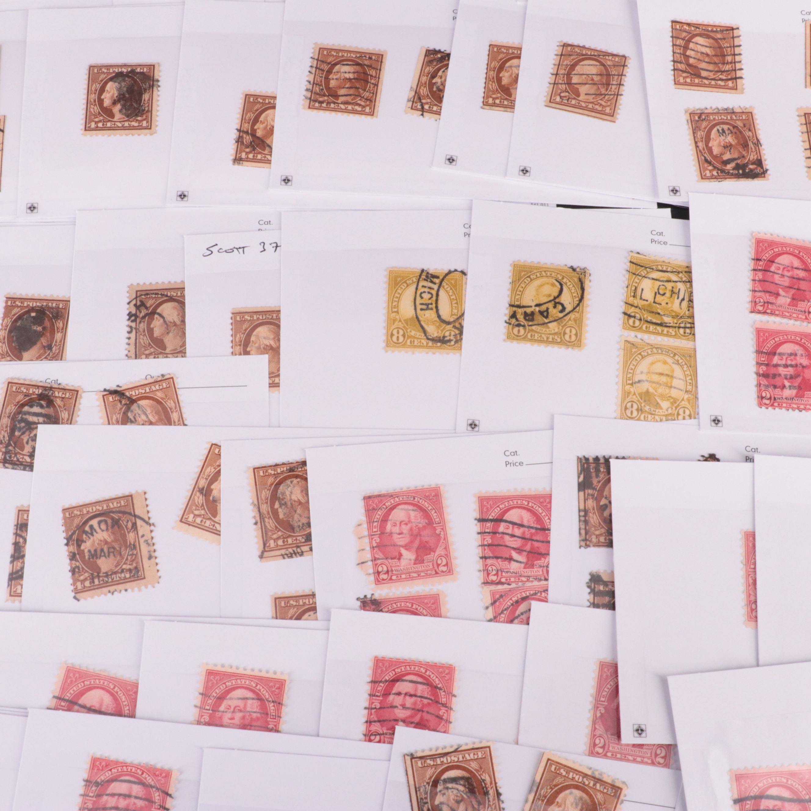 Dealer Cards of Early 20th Century Washington and Franklin Postage Stamps