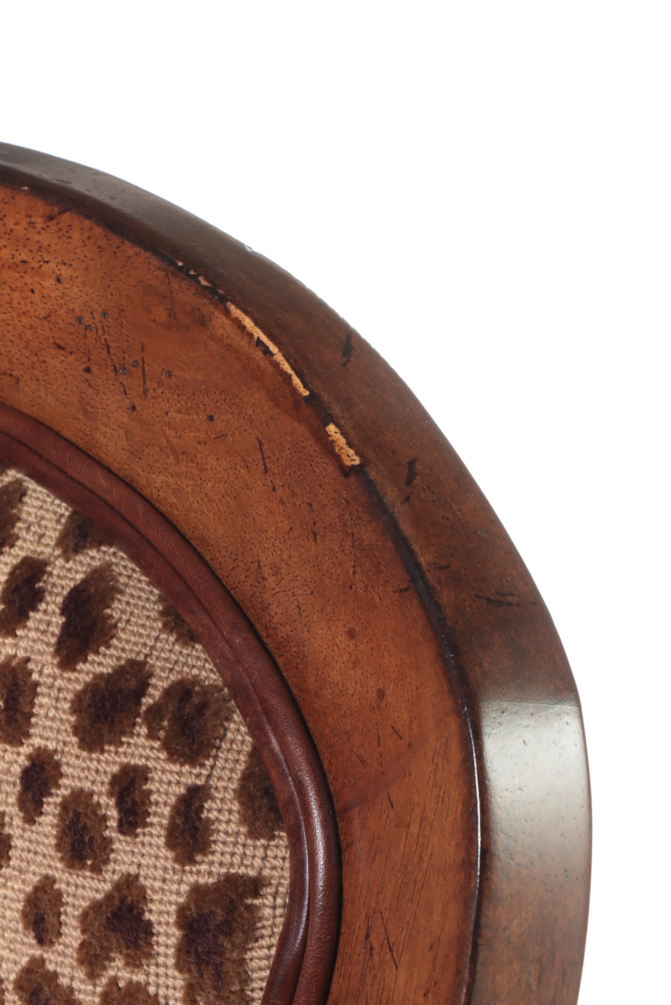 Three Drexel Heritage "Epicurean" Leather and Leopard-Print Swivel Bar Stools