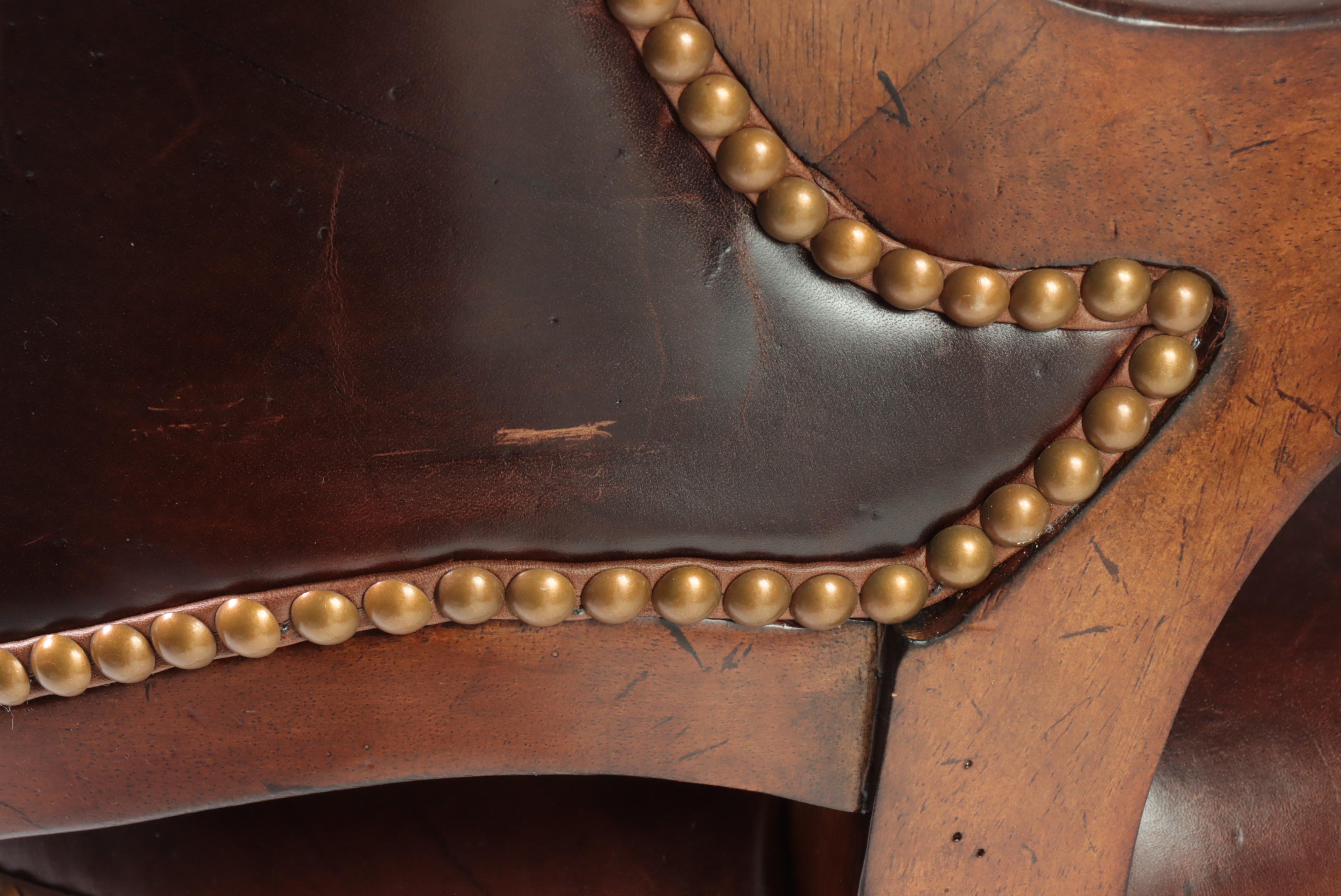 Three Drexel Heritage "Epicurean" Leather and Leopard-Print Swivel Bar Stools