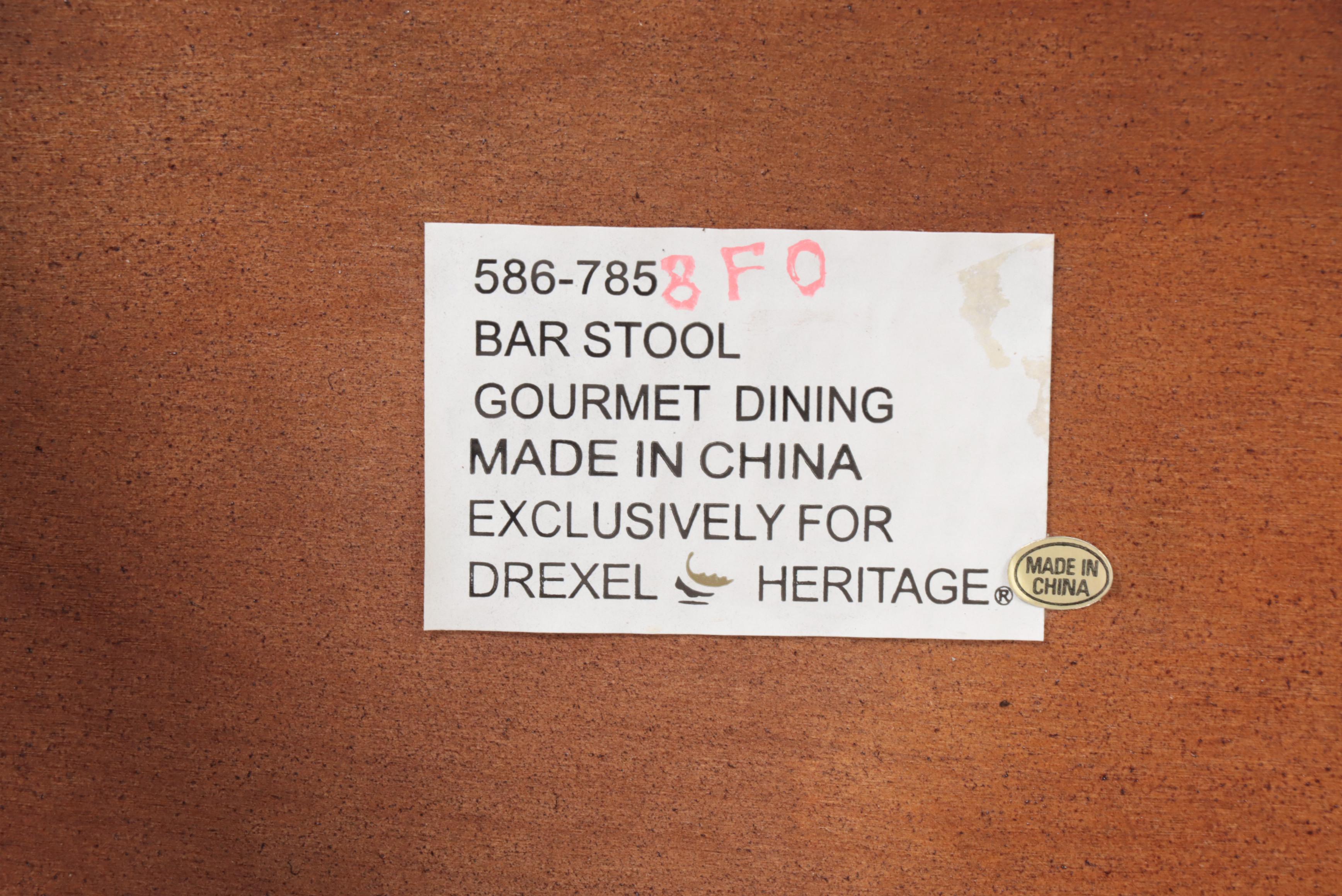 Three Drexel Heritage "Epicurean" Leather and Leopard-Print Swivel Bar Stools