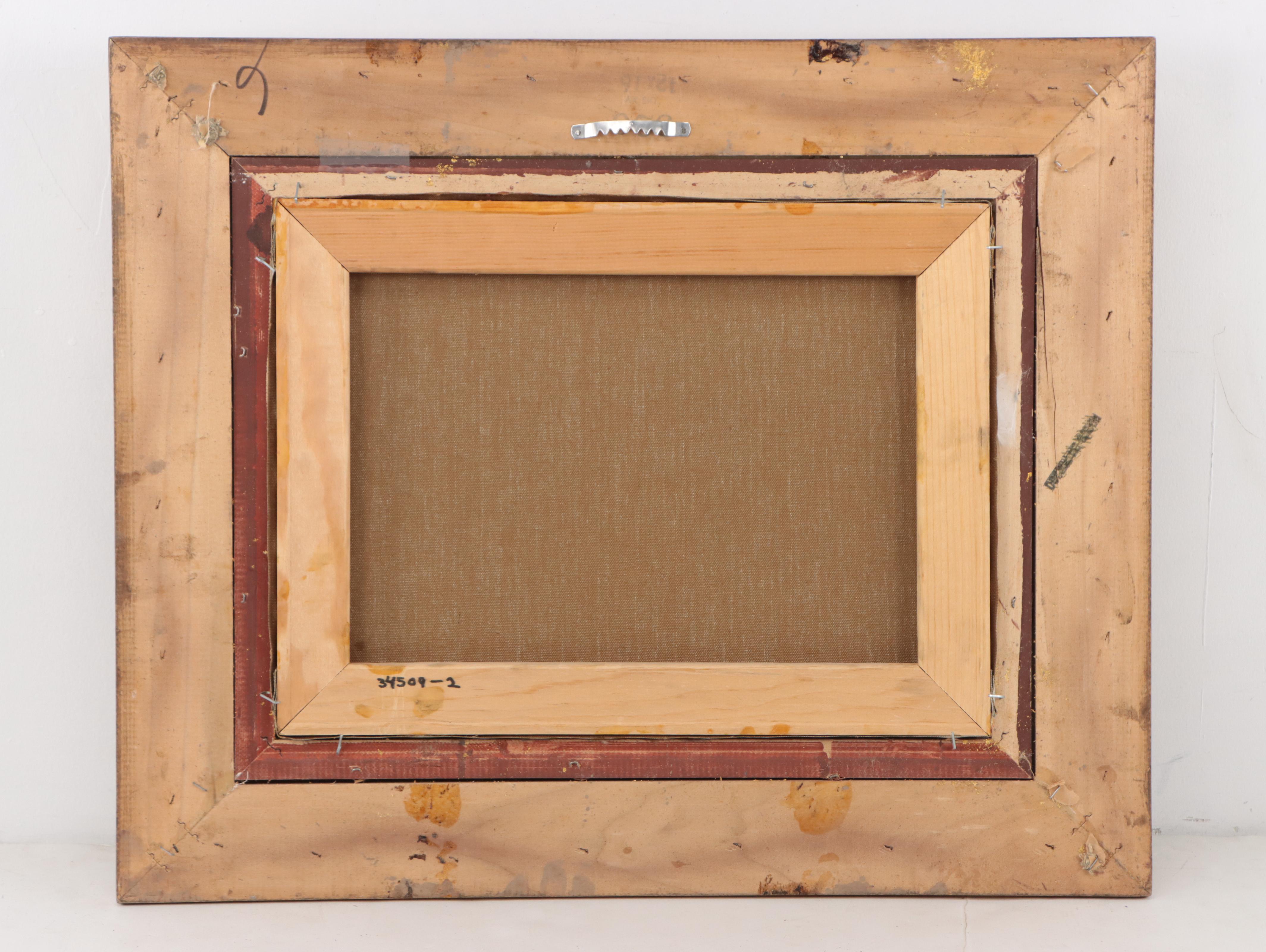 Oil Painting of Two Rabbits in Barn