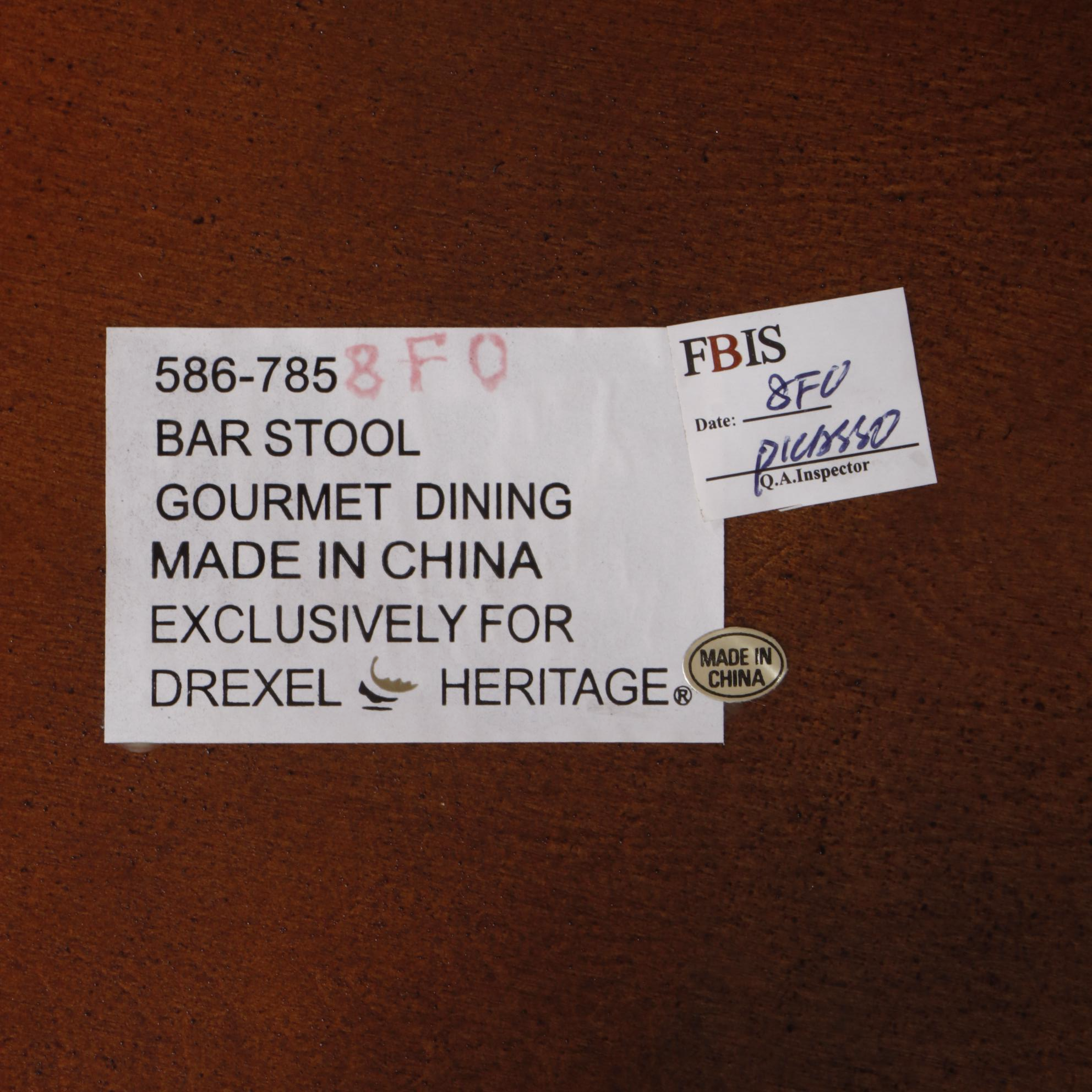 Three Drexel Heritage "Epicurean" Leather and Leopard-Print Swivel Bar Stools