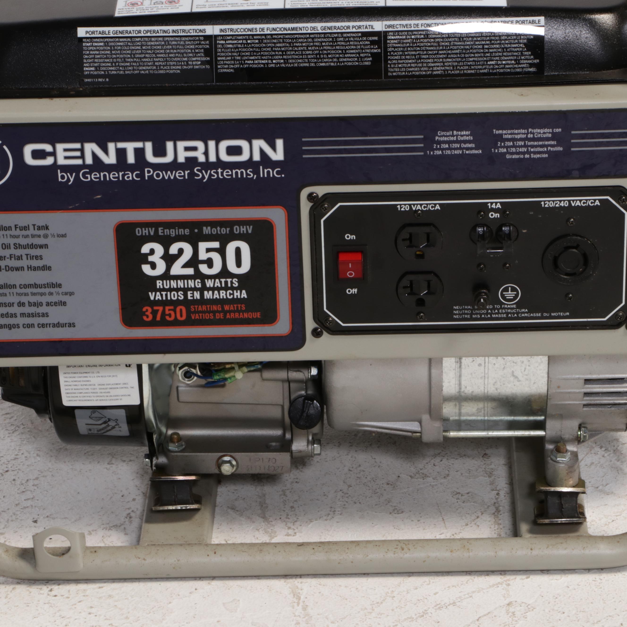 Generac Centurion 3250 Running Watts Gas Powered Portable Generator