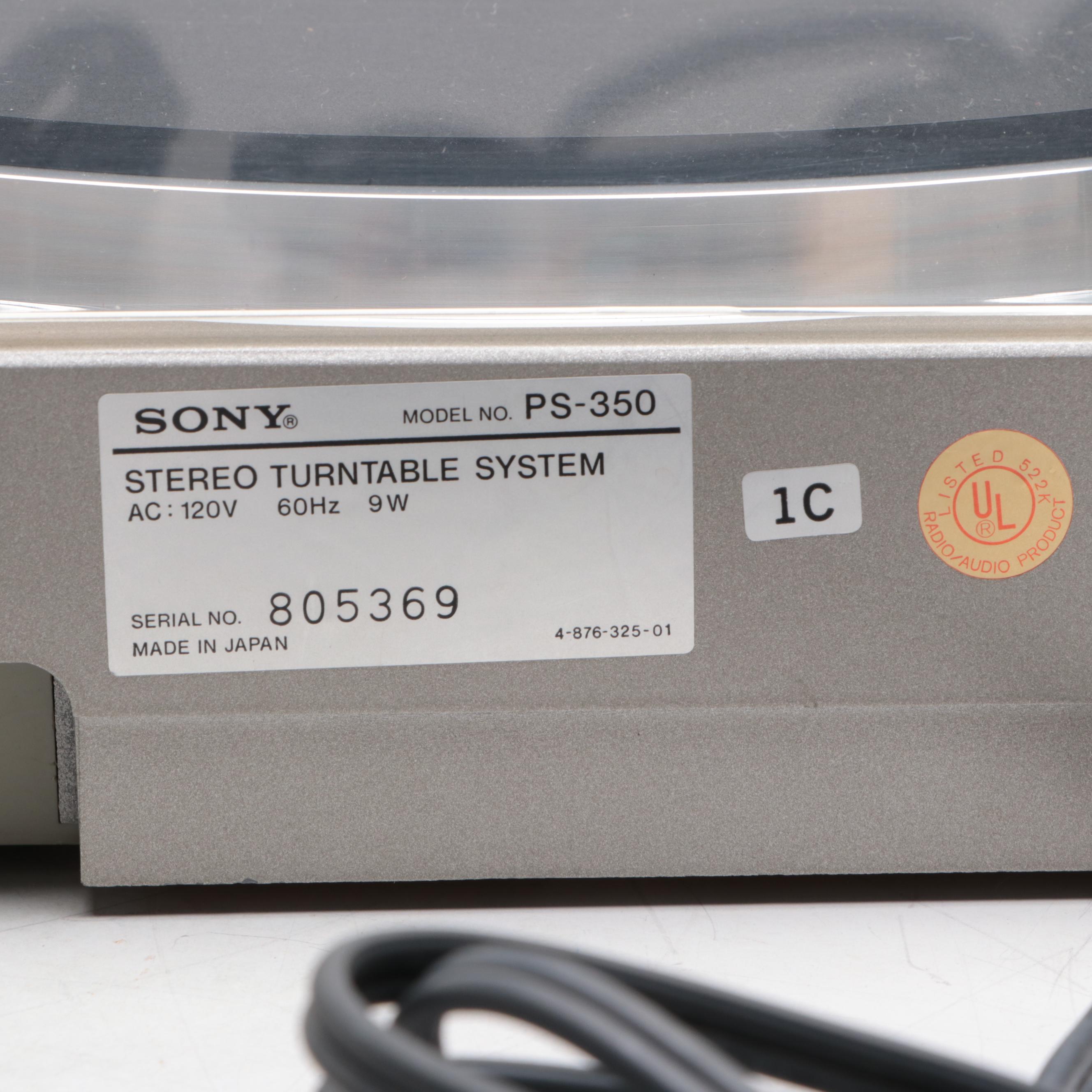 Sony PS-350 Direct Drive Fully Automatic Stereo Turntable System, 1981