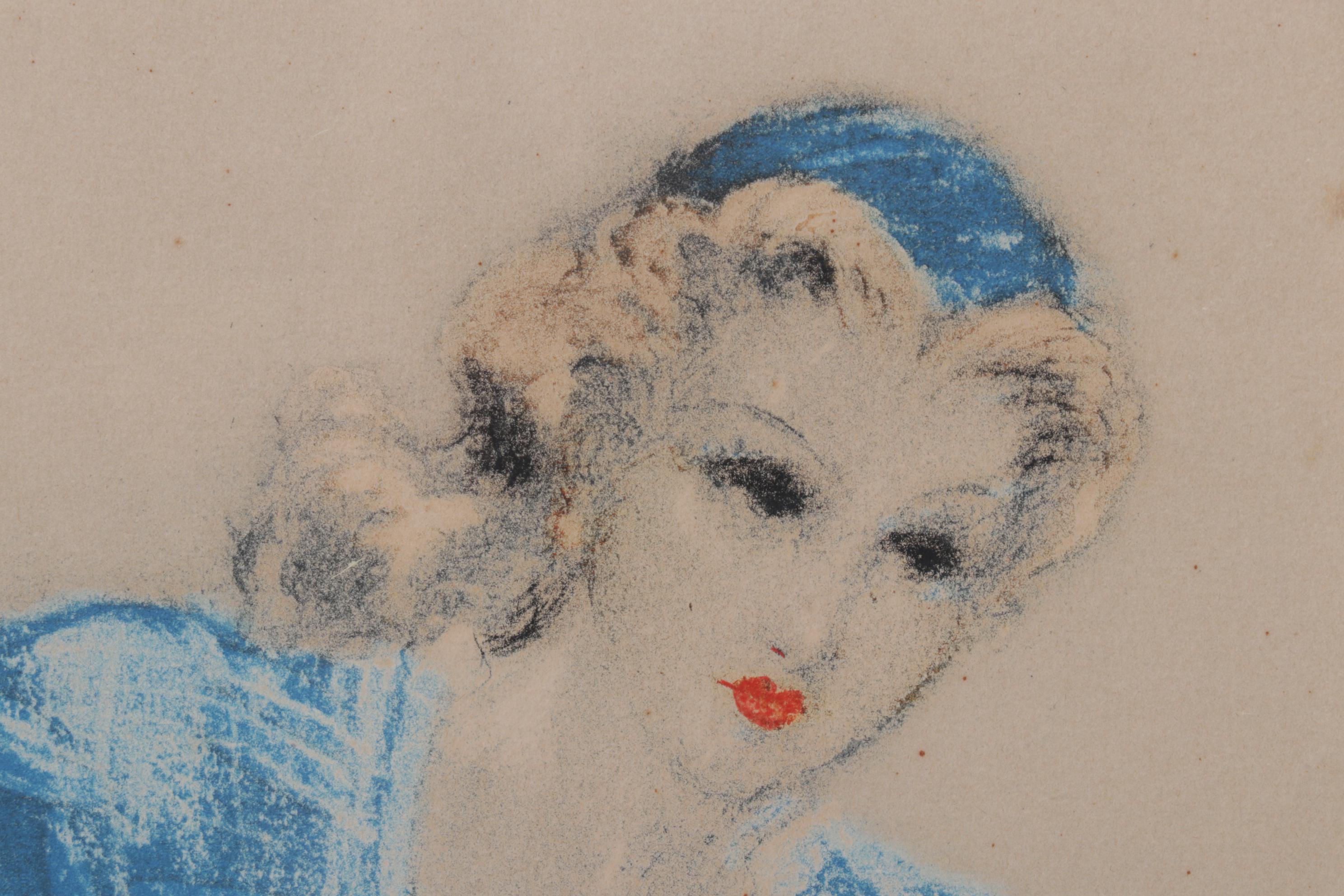 Louis Icart Color Etching of Woman Looking Through Art Portfolio, Circa 1935