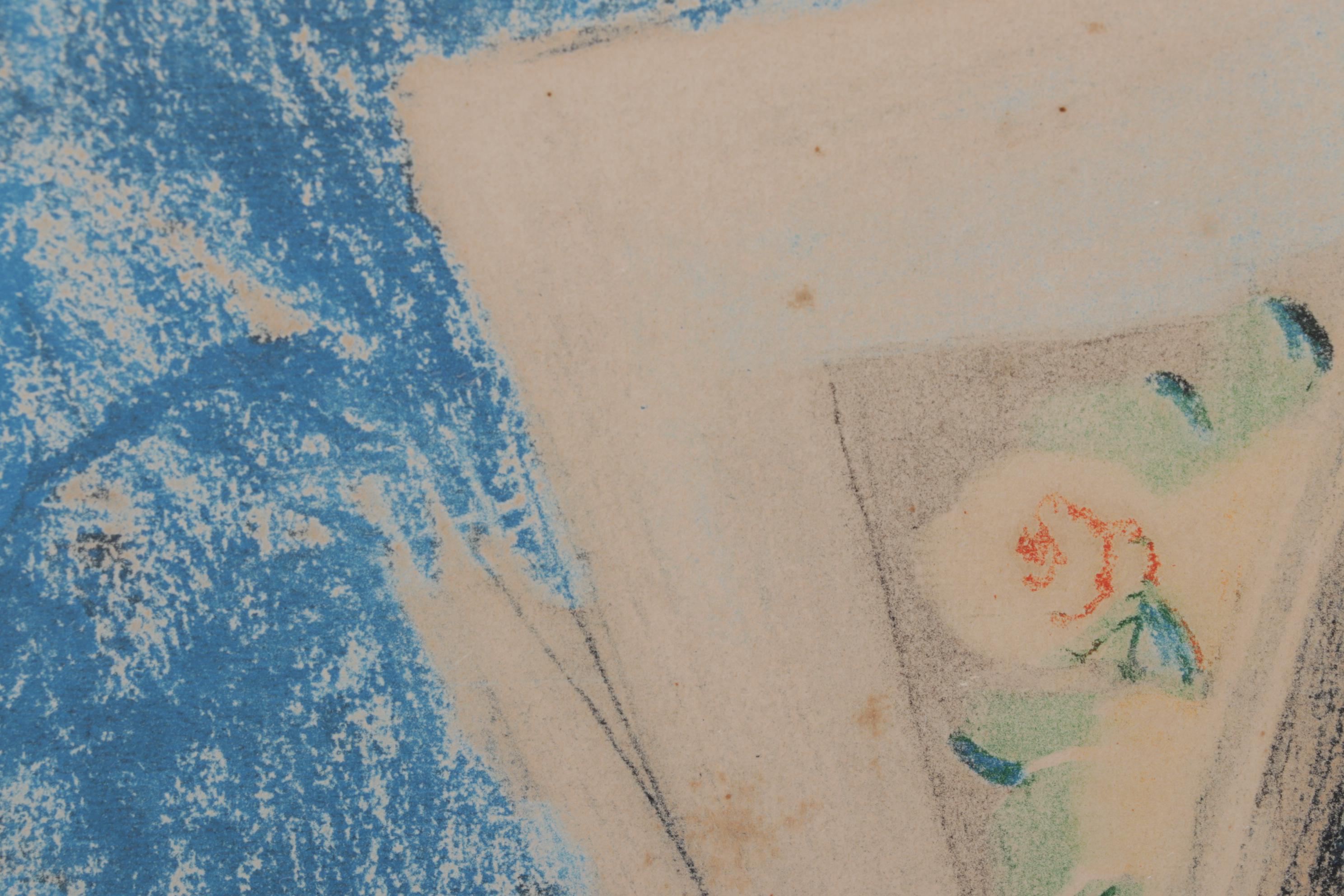 Louis Icart Color Etching of Woman Looking Through Art Portfolio, Circa 1935